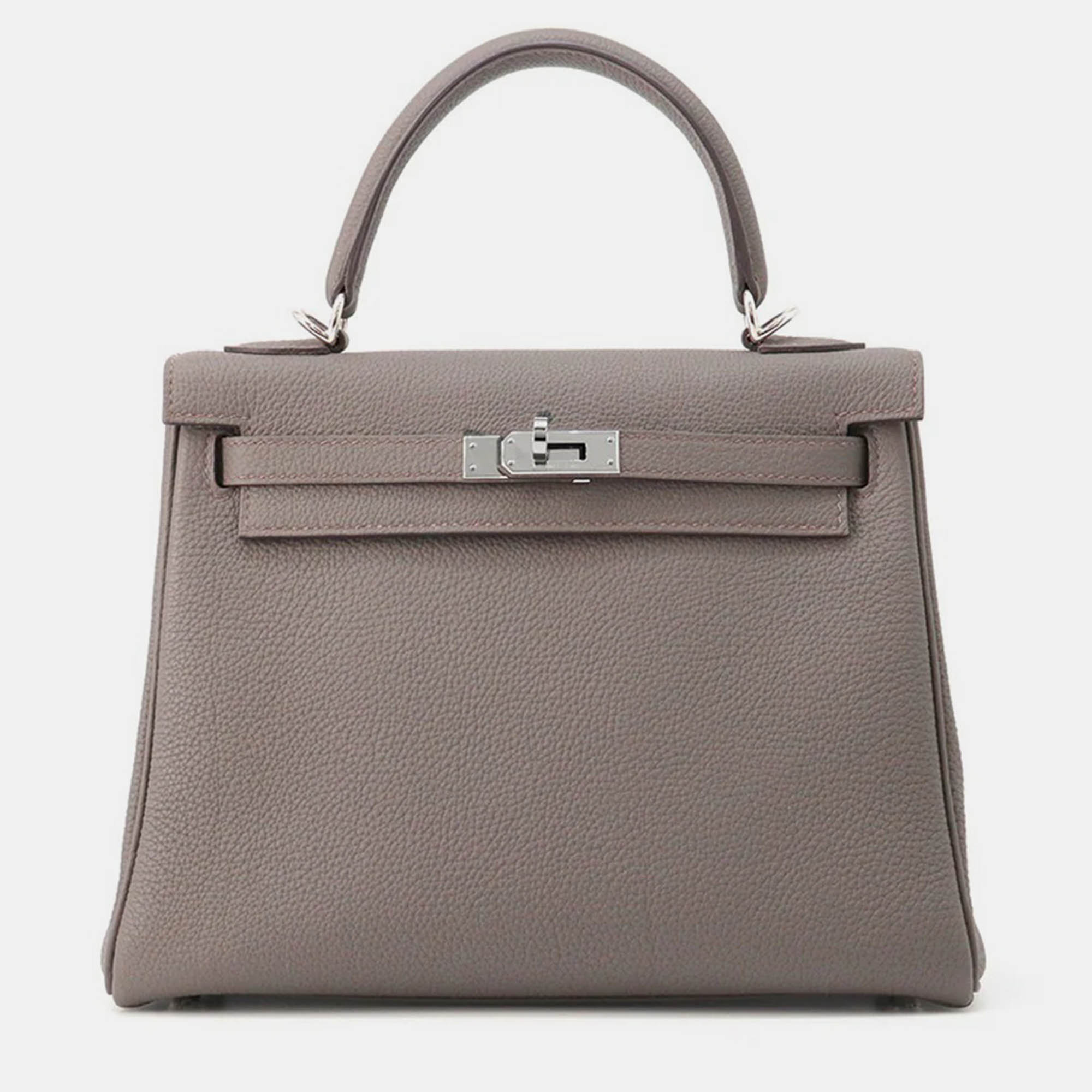مملوكة مسبقًا Hermes Kelly Retourne Sewing Etain Togo Leather Size 25