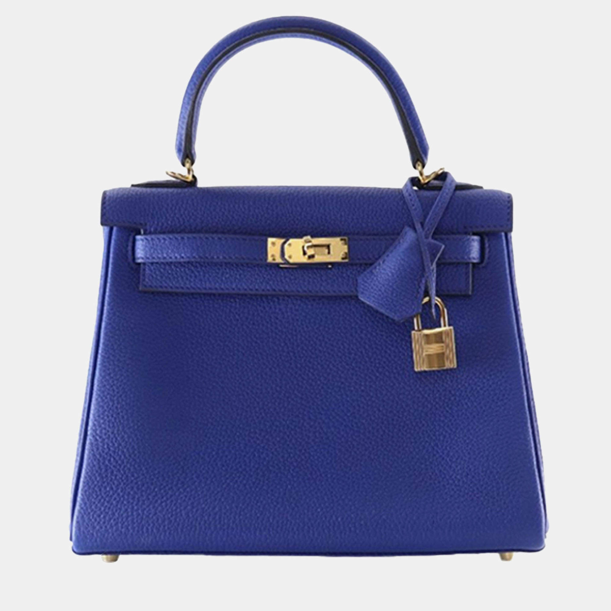 Pre Owned Hermes Blue Togo Kelly II Retourne 25