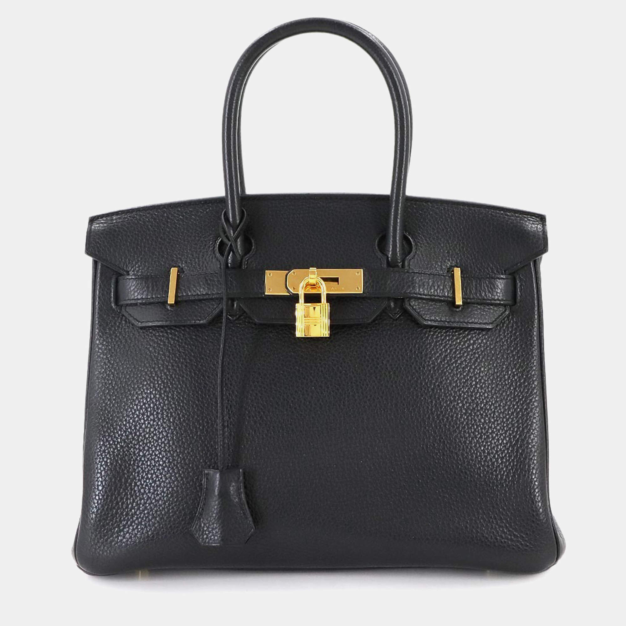 مملوكة مسبقًا Hermes Birkin 30 Taurillon Clemence Black Handbag