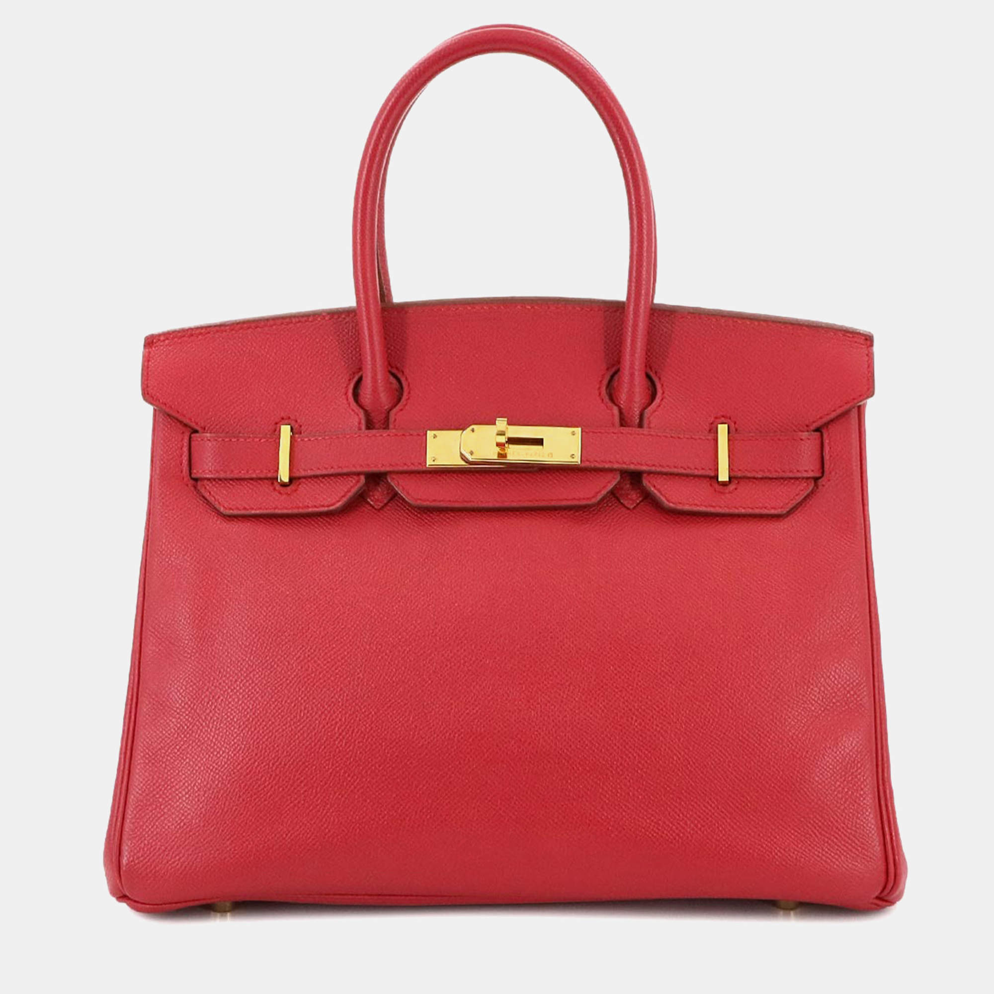 مملوكة مسبقًا Hermes Birkin 30 Couchvel Epsom Rouge Vif Handbag