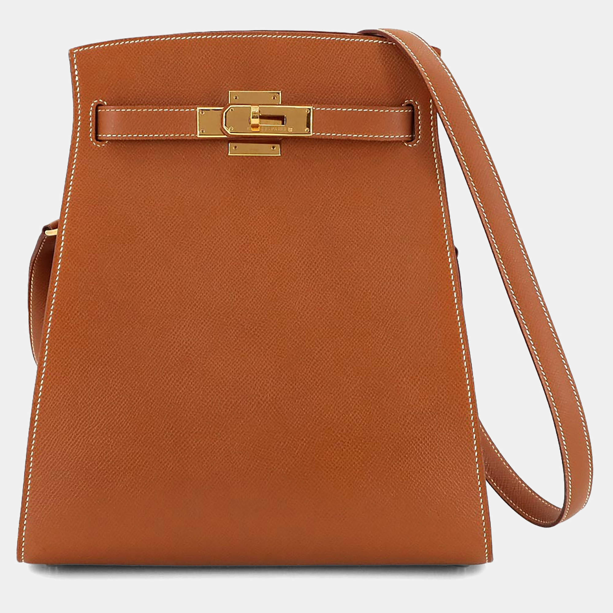 مملوكة مسبقًا Hermes Couchvel Epsom Gold Kelly Sport Shoulder Bag MM