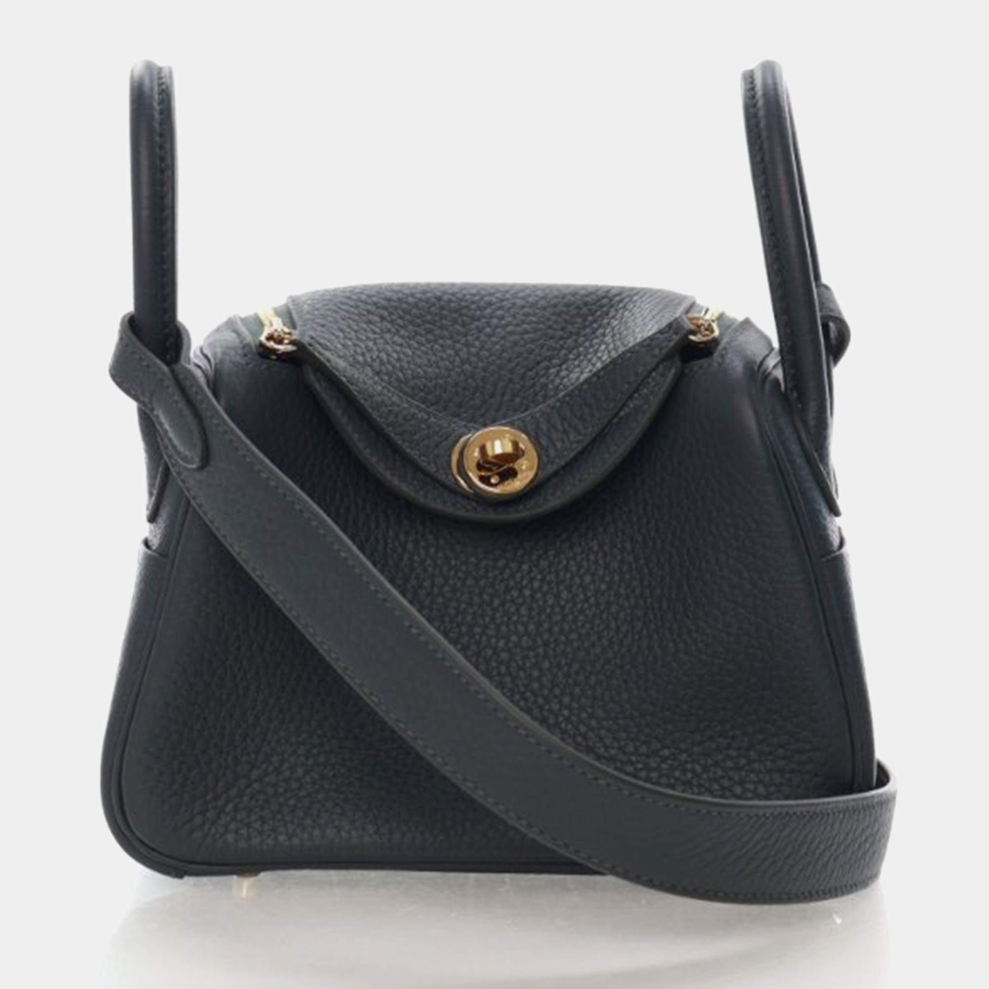 Pre Owned Hermes Mini Lindy 20 Vert Mangrove Clemence Bag 