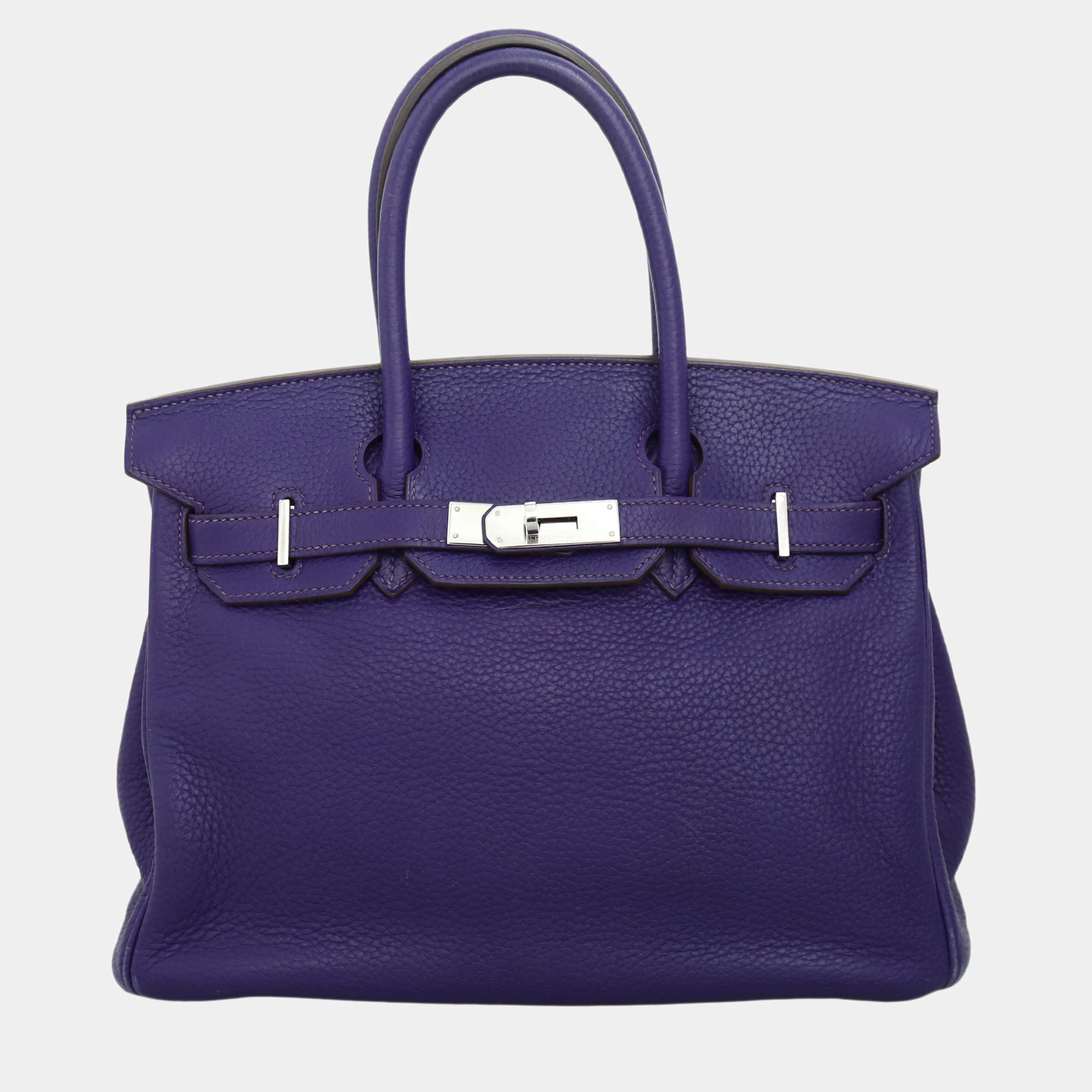 Pre Owned Hermes Birkin 30 Purple Leather Bag