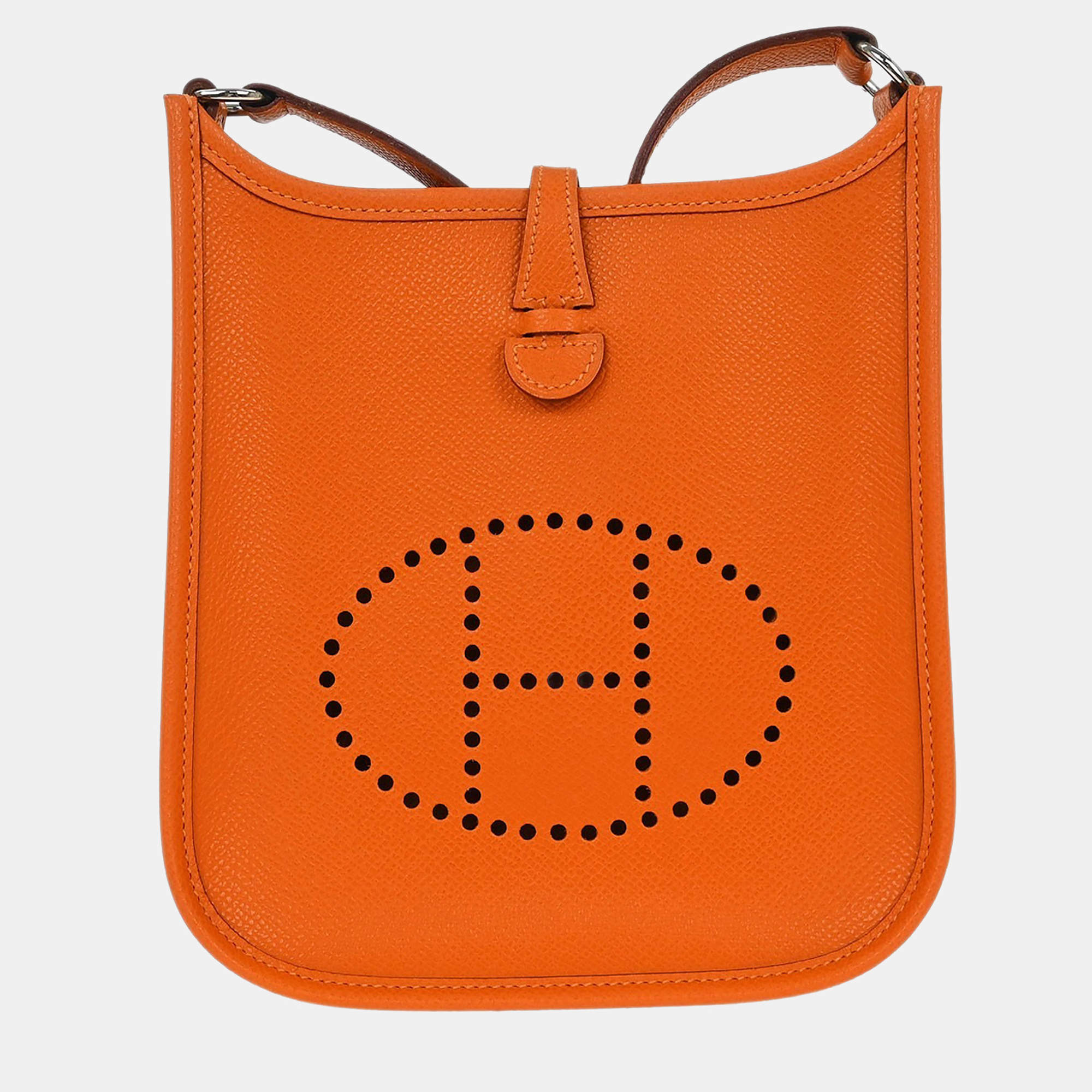Pre Owned Hermes Orange Epsom Evelyne TPM Shoulder Bag