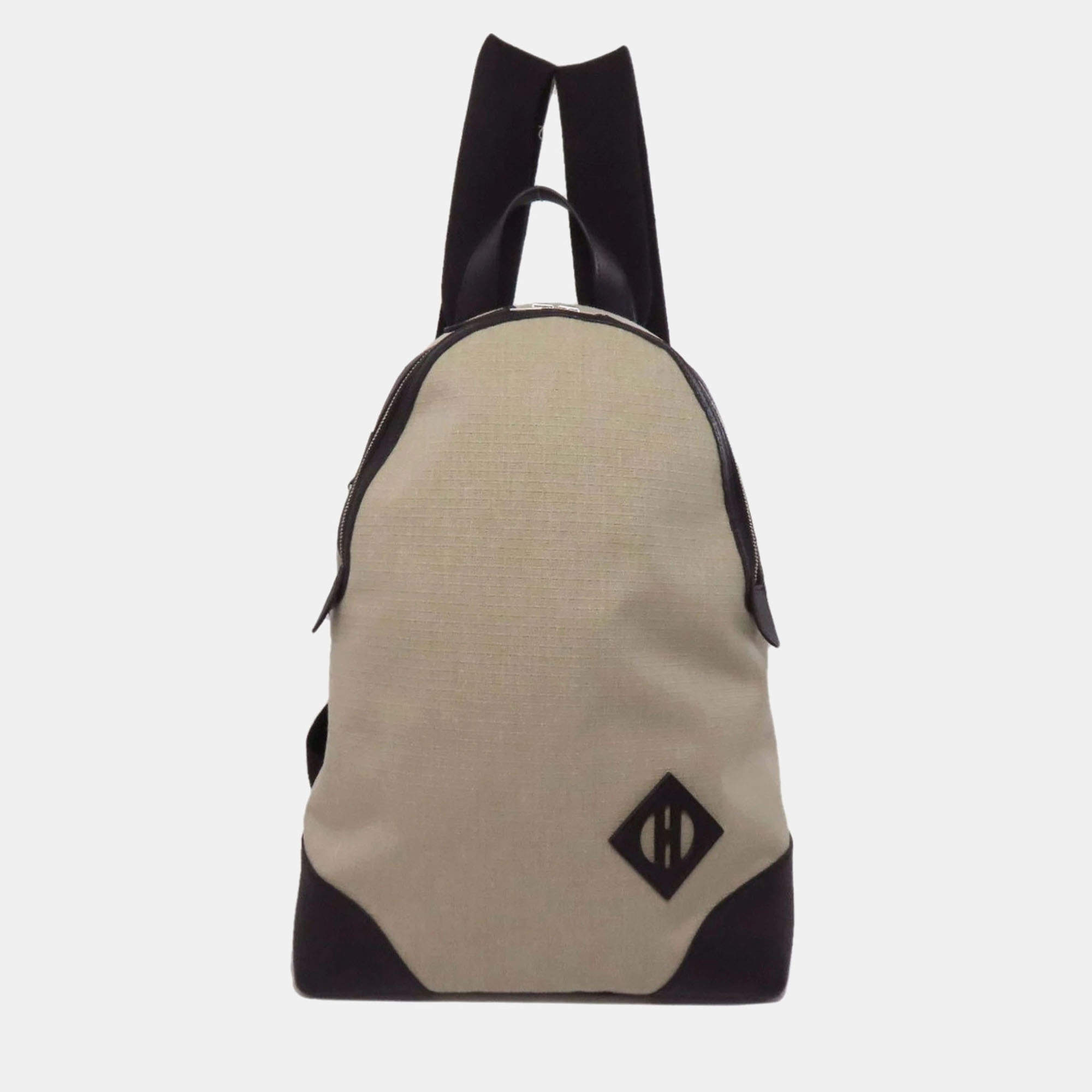 مملوكة مسبقًا Hermes Sleek Backpack Canvas And Calfskin Leather