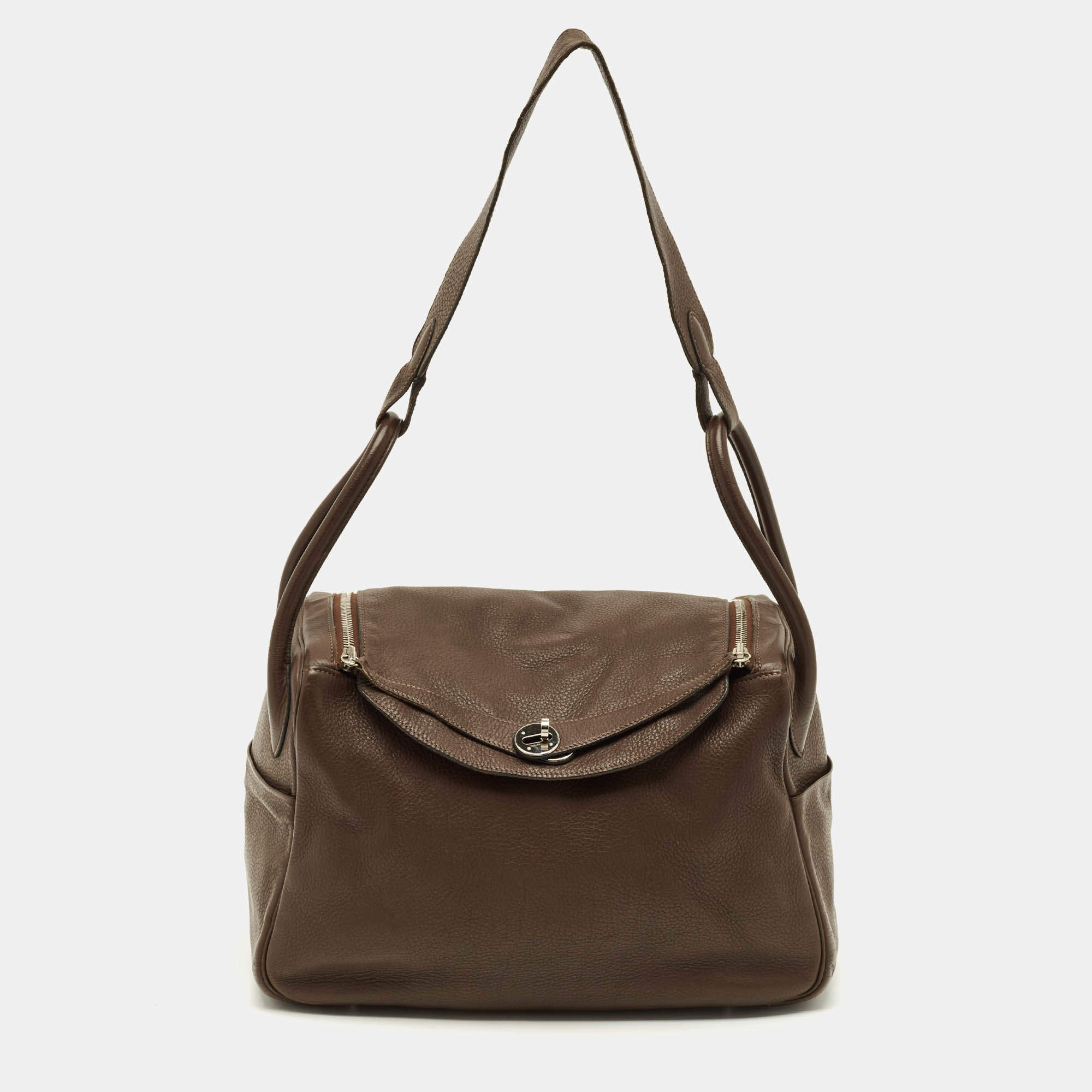 مملوكة مسبقًا حقيبة هيرمس ليندي مطلية بلاديوم جلد سويفت وردية 34