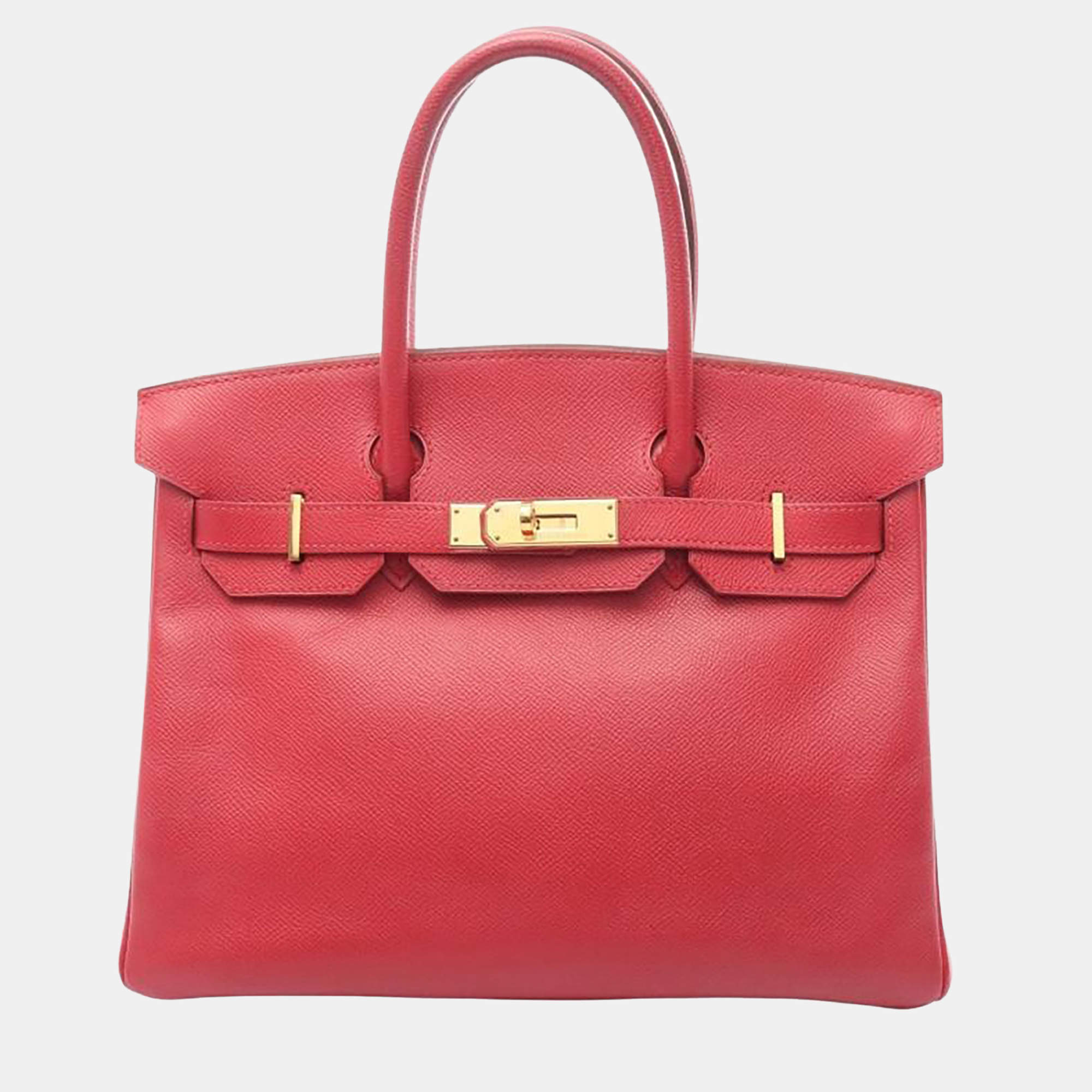 Pre Owned Hermes Birkin 30 Rouge Vif Epsom Leather Tote Bag