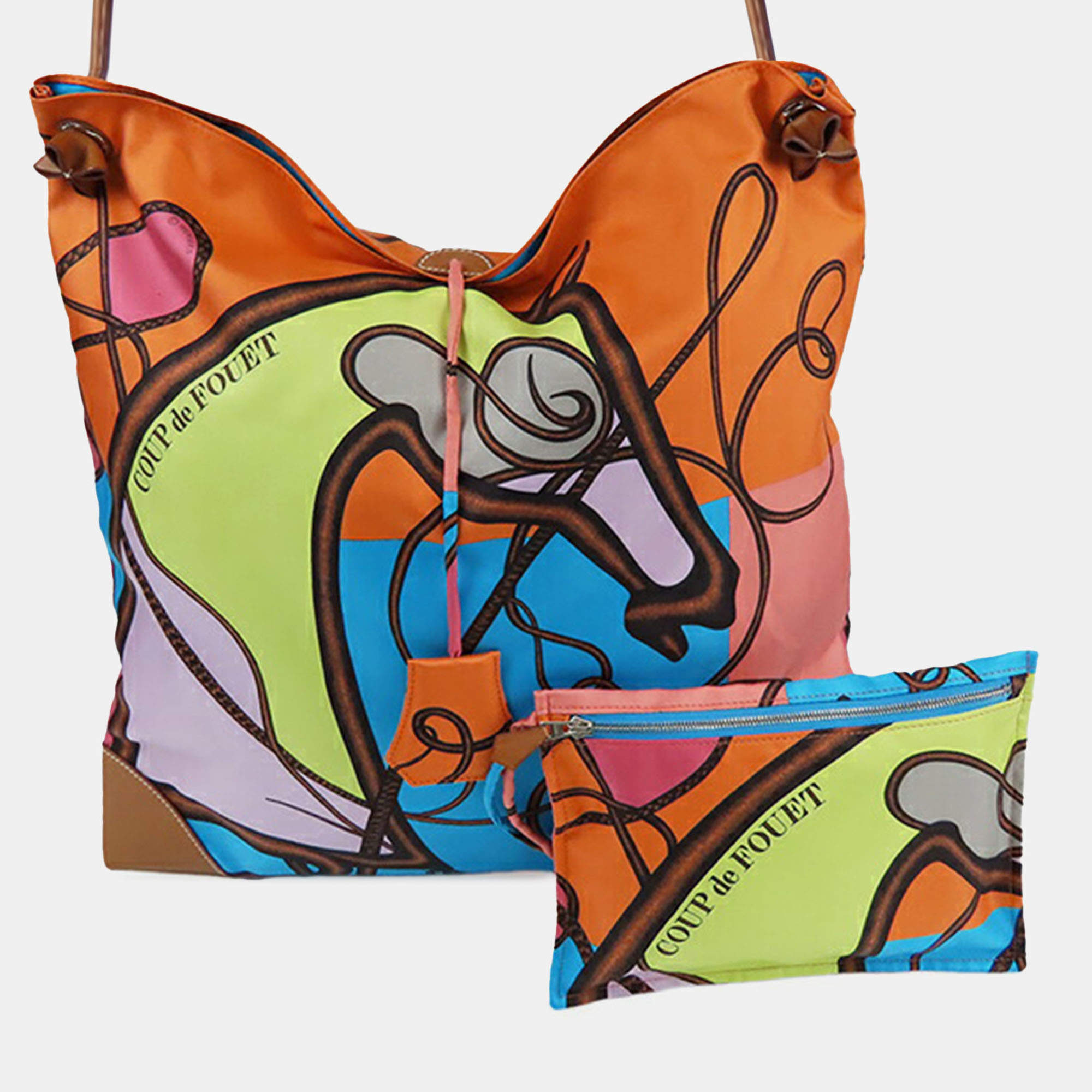 مملوكة مسبقًا Hermes Brown Orange Silk and Barenia Coup de Fouet Silky City 38