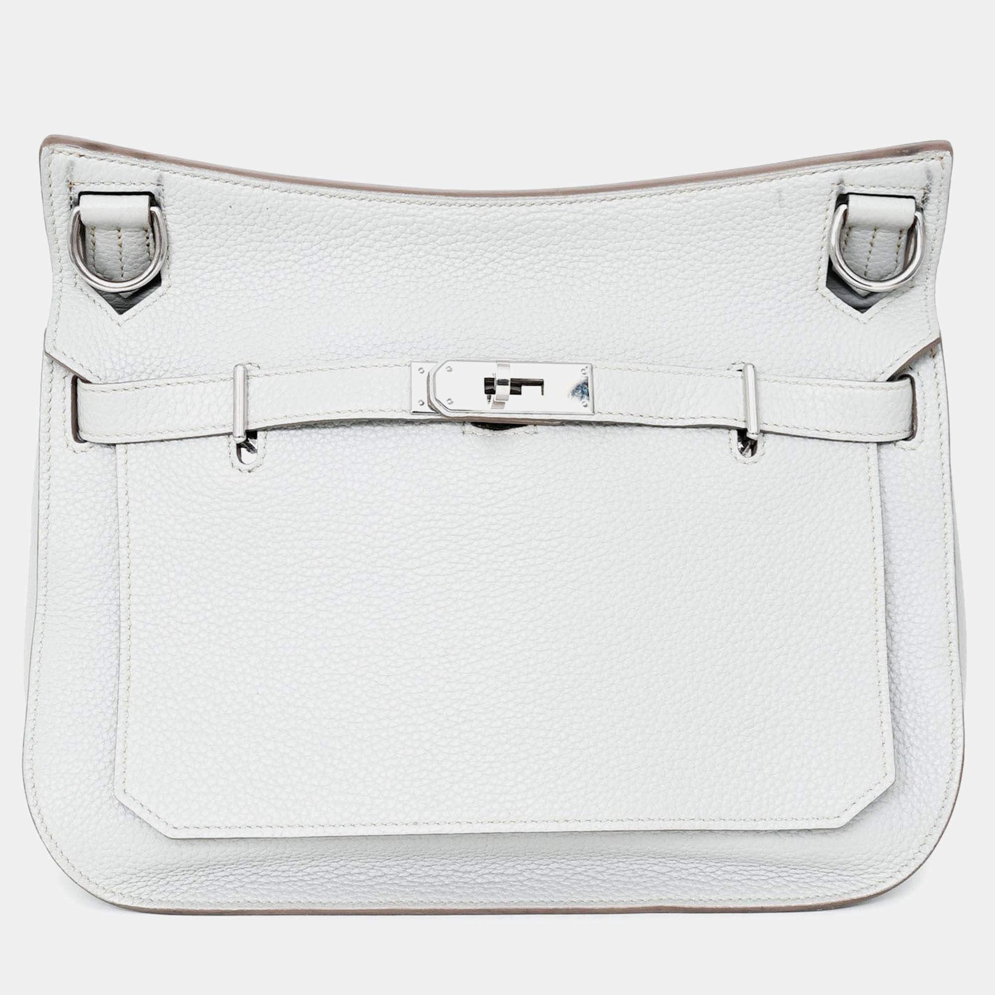 Pre Owned Hermes Light Grey Clemence Leather Jypsiere 28