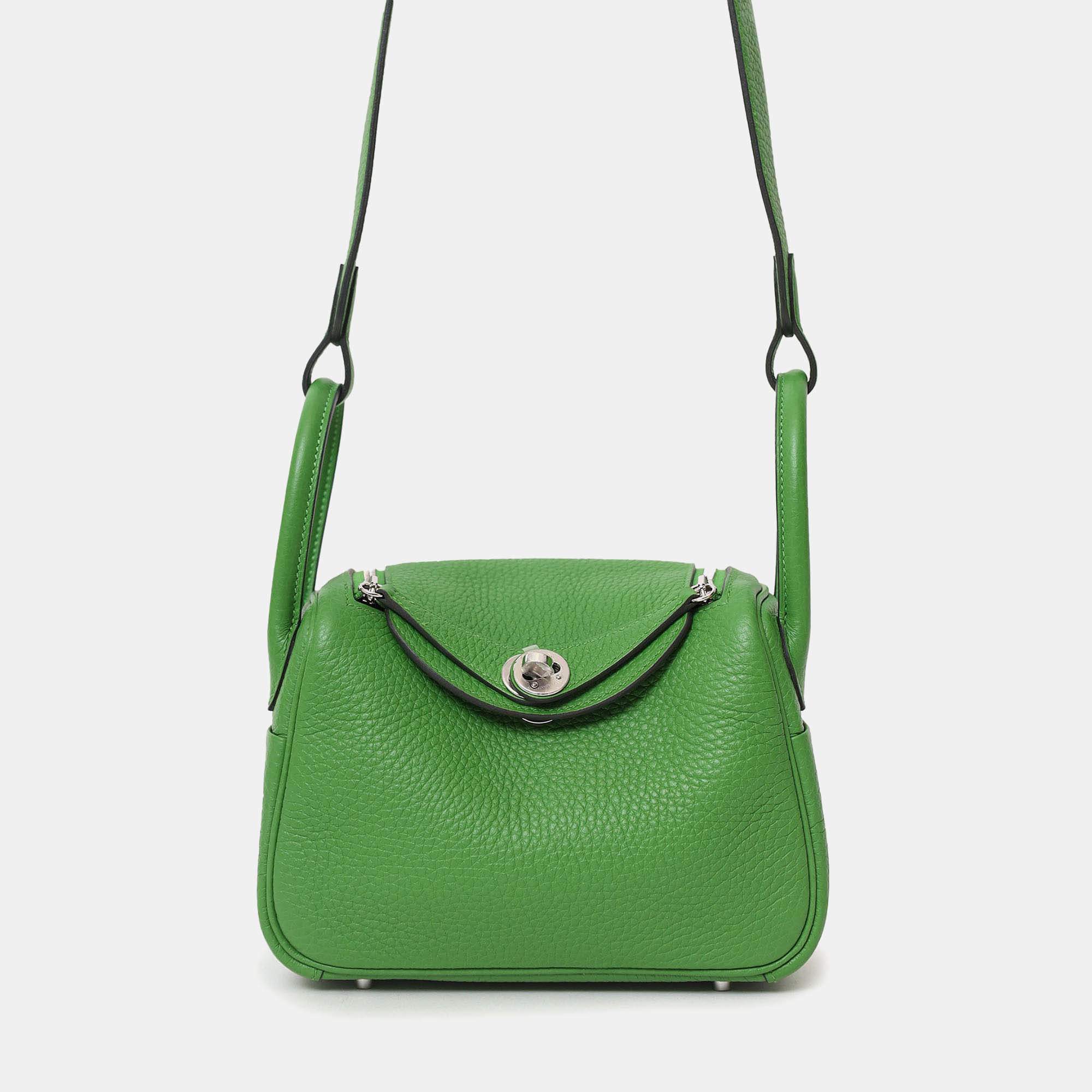 مملوكة مسبقًا Hermes 2024 A9 Vert Yucca Clemence Mini Lindy 20