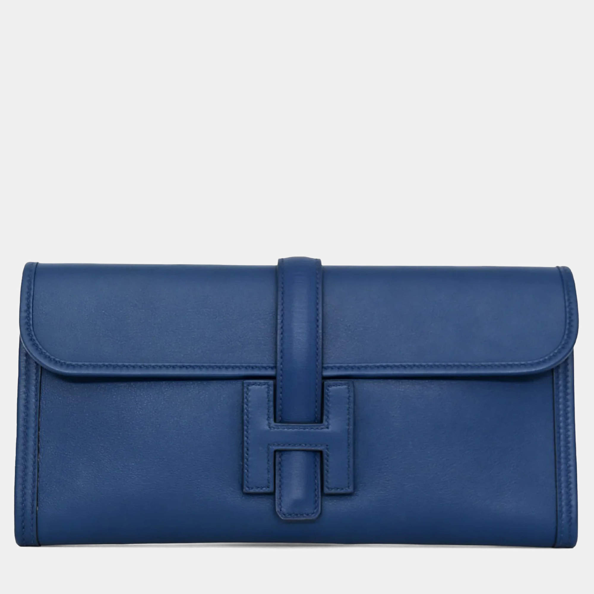 Pre Owned Hermes 2014 Blue Swift Jige Elan 29 Clutch