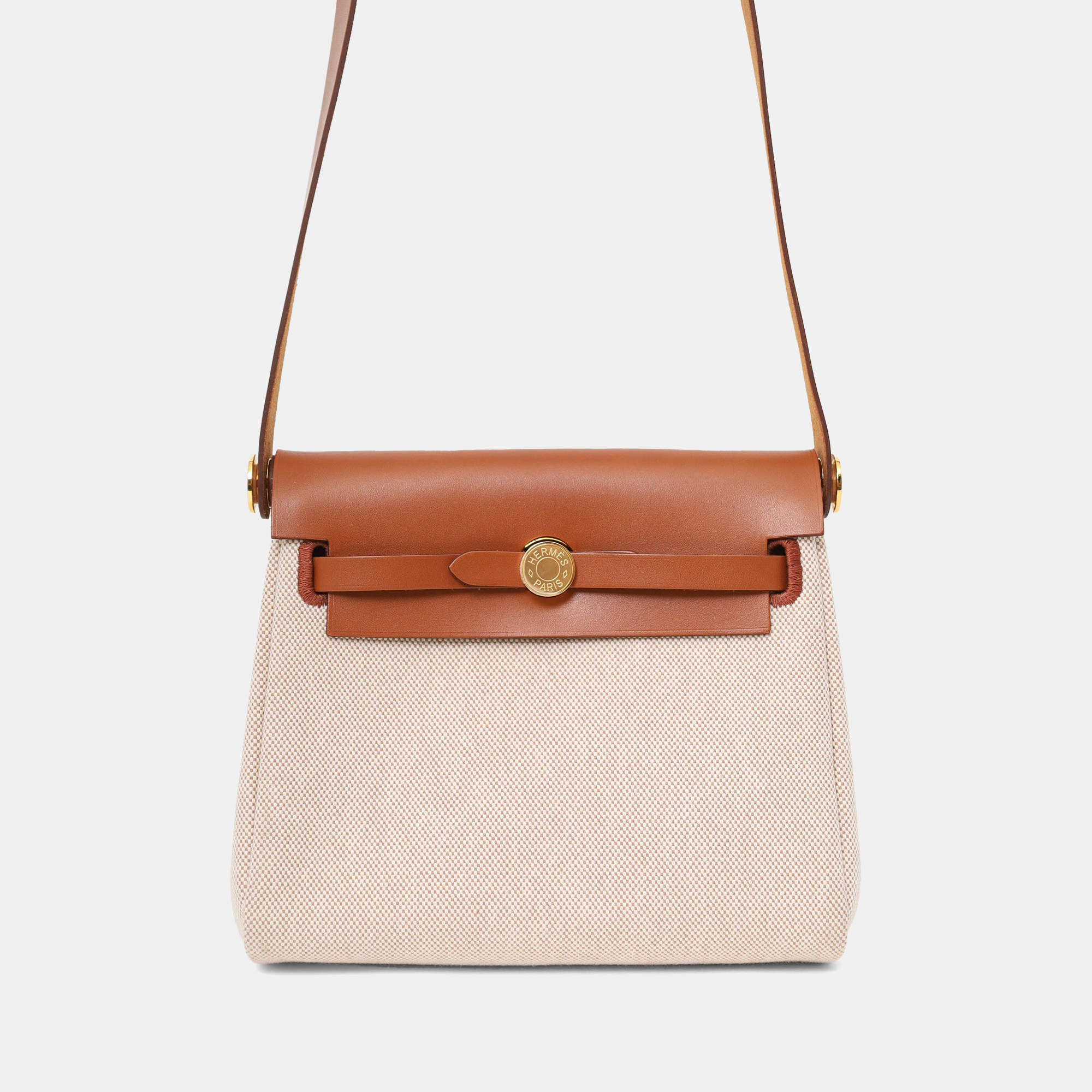 مملوكة مسبقًا حقيبة مينى هيرمس ٢٠٢٥ إيكرو/بيج تويلي H كانفاس/فاو فاش هنتر ٢٠