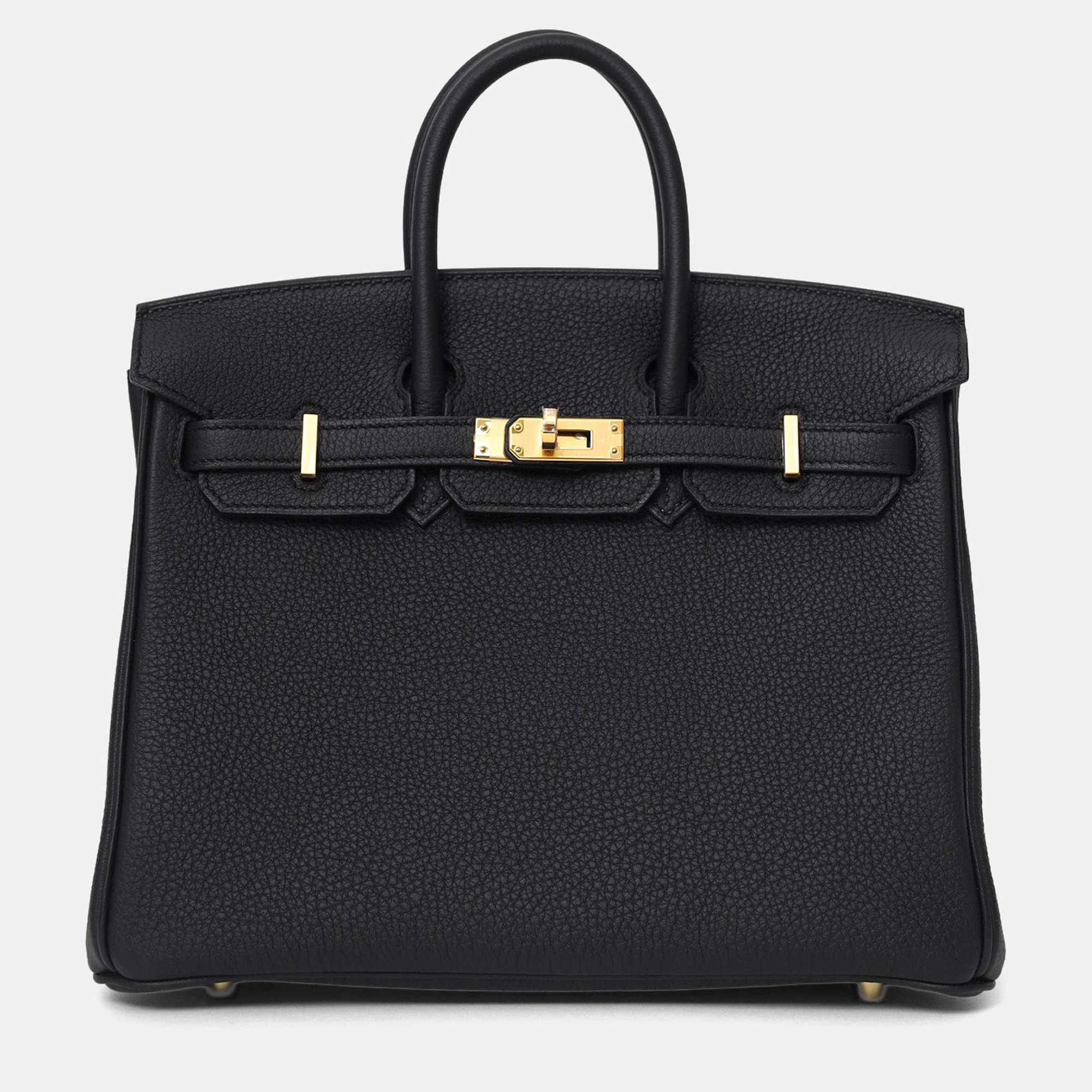 Pre Owned حقيبة هيرمس بيركين 25 جلد أسود 2024 تشطيب ذهبي