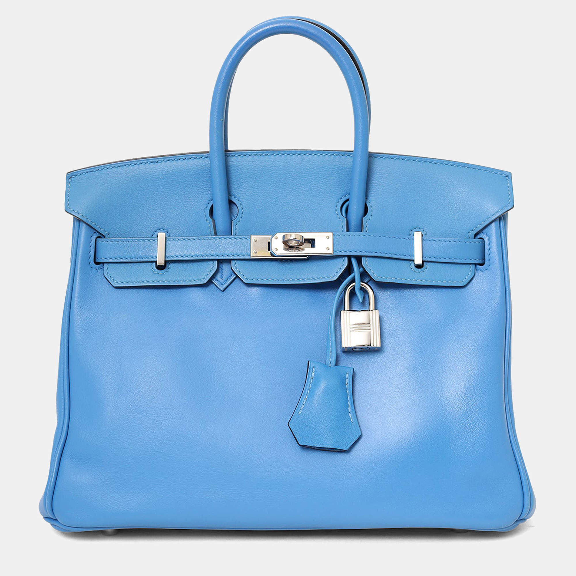 Pre Owned Hermes 2015 Blue Swift Leather Birkin 25