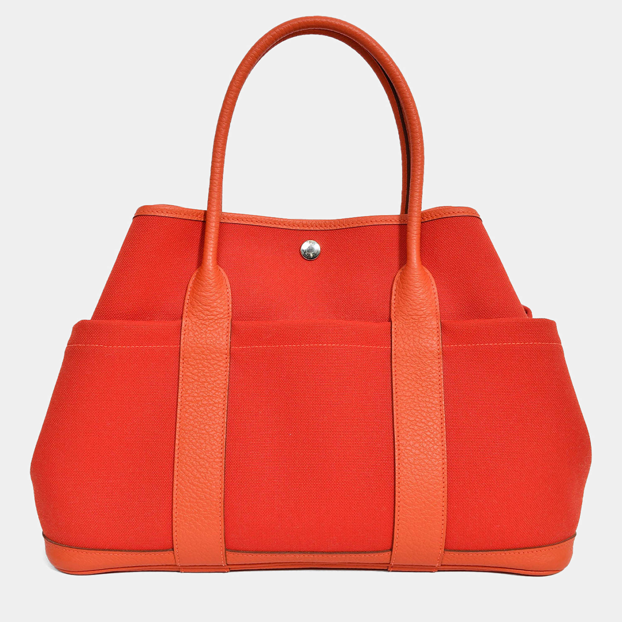 مملوكة مسبقًا حقيبة هيرمس غاردن بارتي بوكيت 36 قماش/جلد أحمر 2016 مع حزام