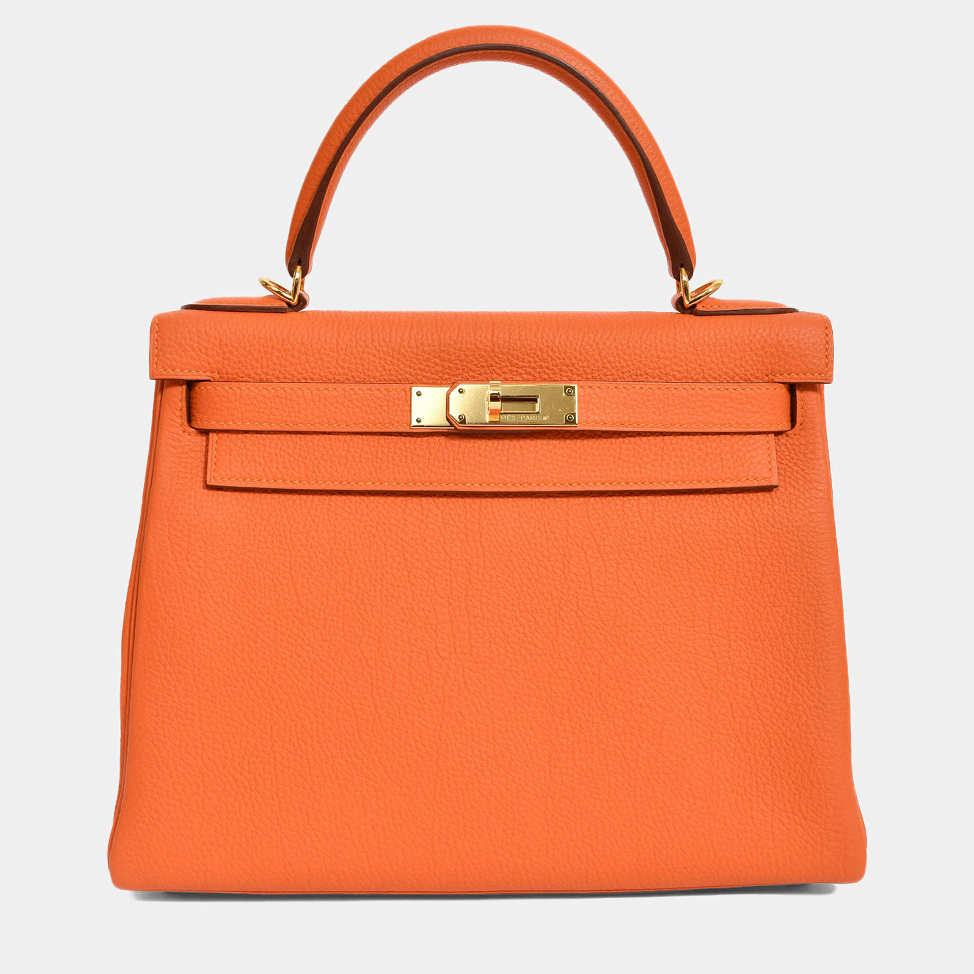 مملوكة مسبقًا Hermes 2015 Orange Togo Leather Kelly 28 with Strap