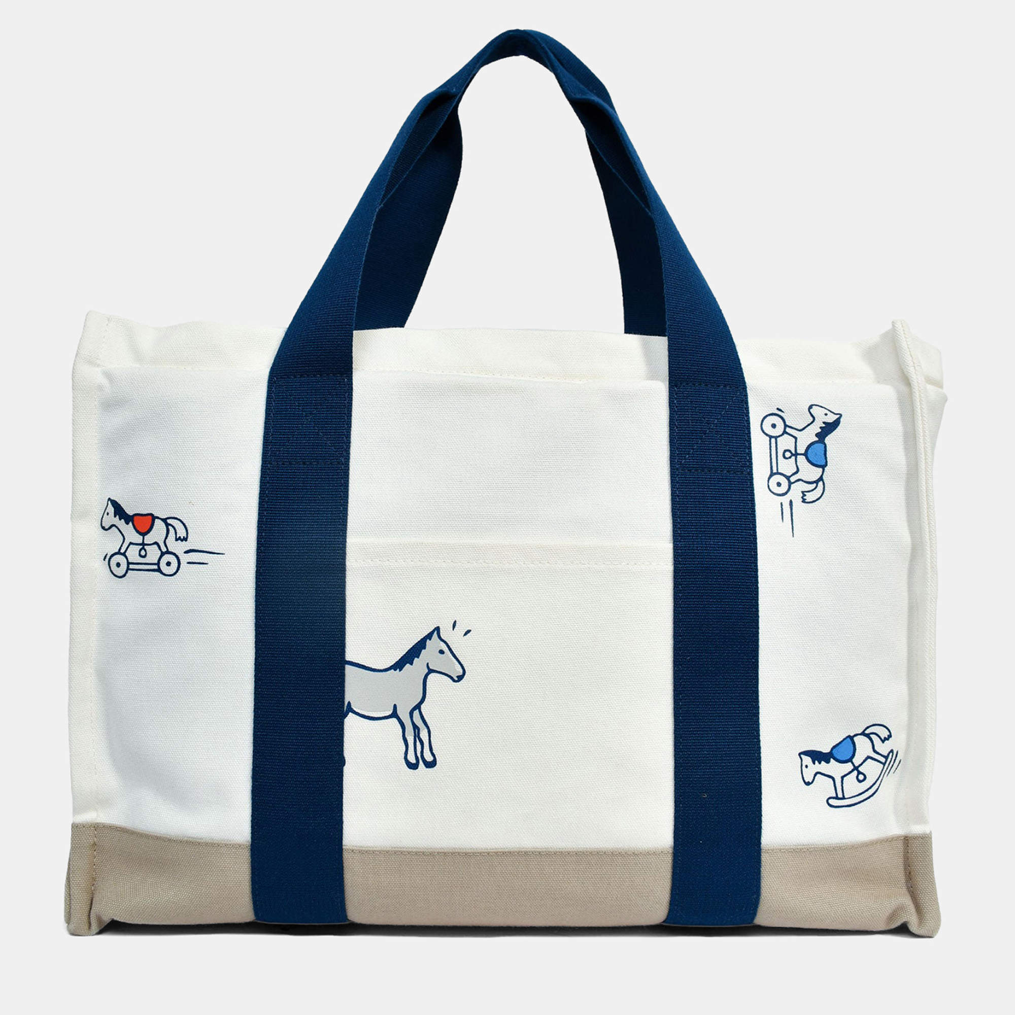 Pre Owned Hermes White Canvas 'Adada Nappy' Tote Bag