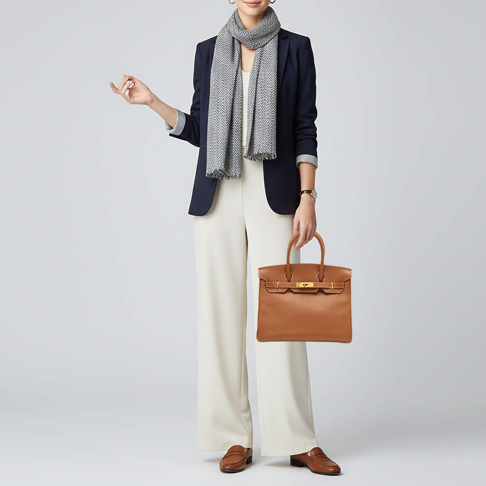 Hermes Birkin 30 Gold Finish Gold Epsom Leather Tote