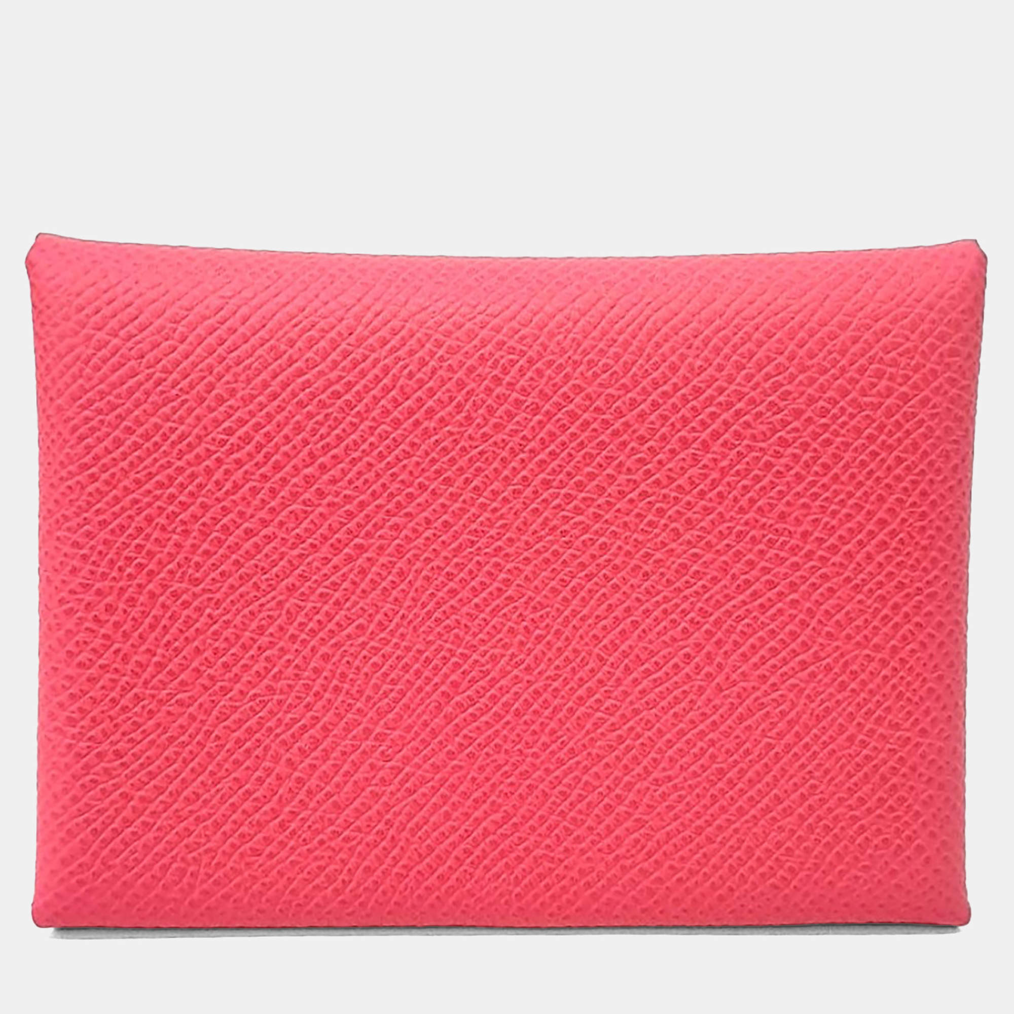 مملوكة مسبقًا حامل بطاقات هيرمس كالفي جلد زهري مزدوج