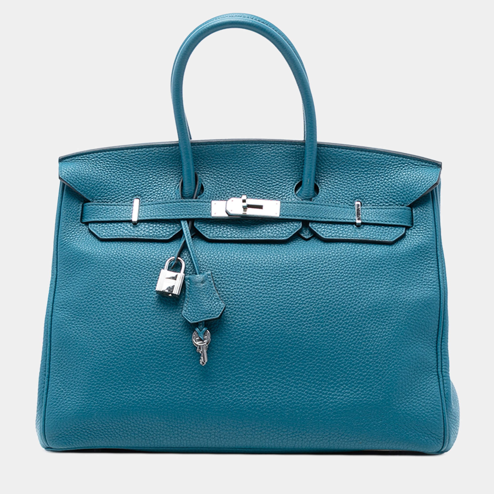 Pre Owned Hermes Blue Togo Birkin Retourne 35