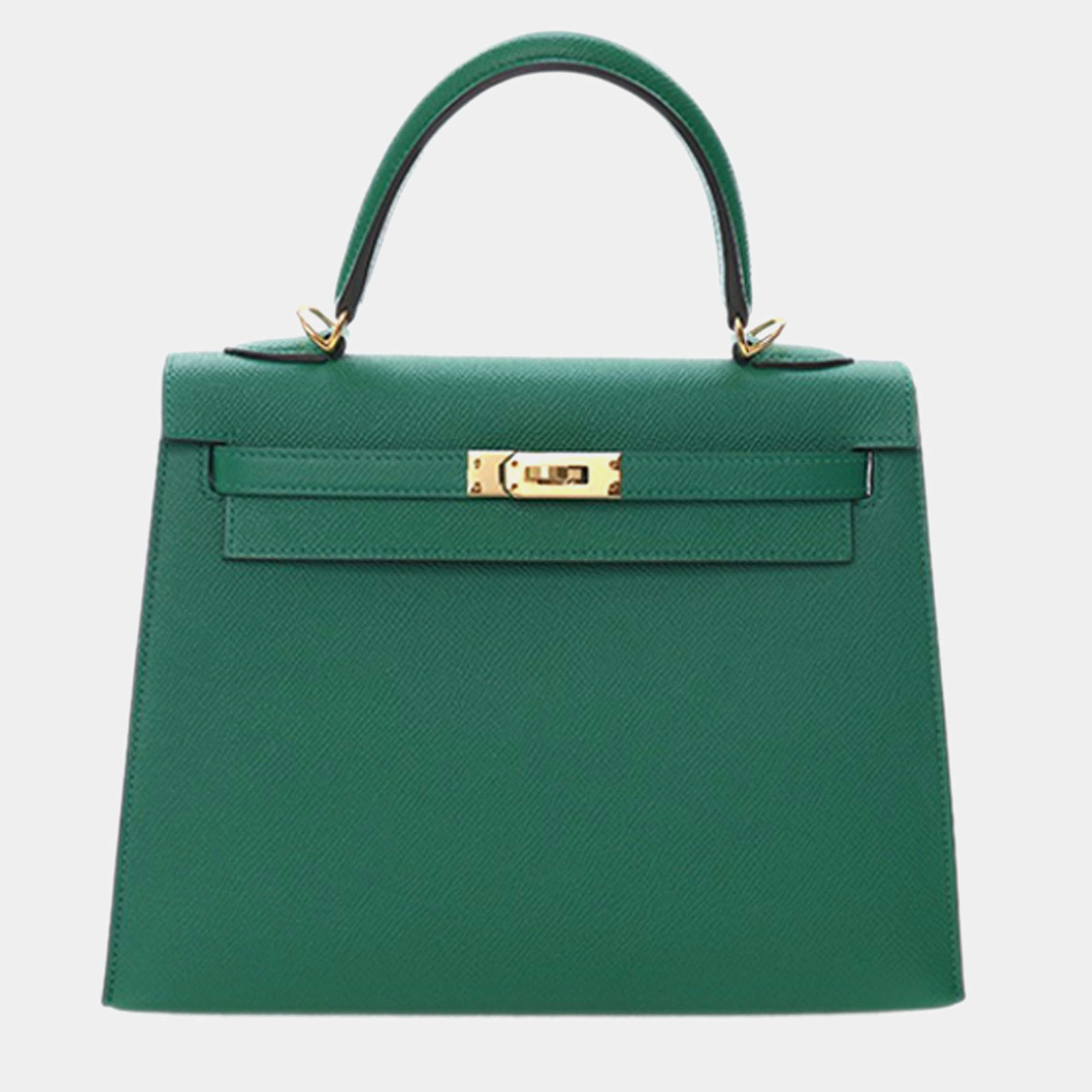 مملوكة مسبقًا Hermes Green Epsom Kelly II Sellier 25