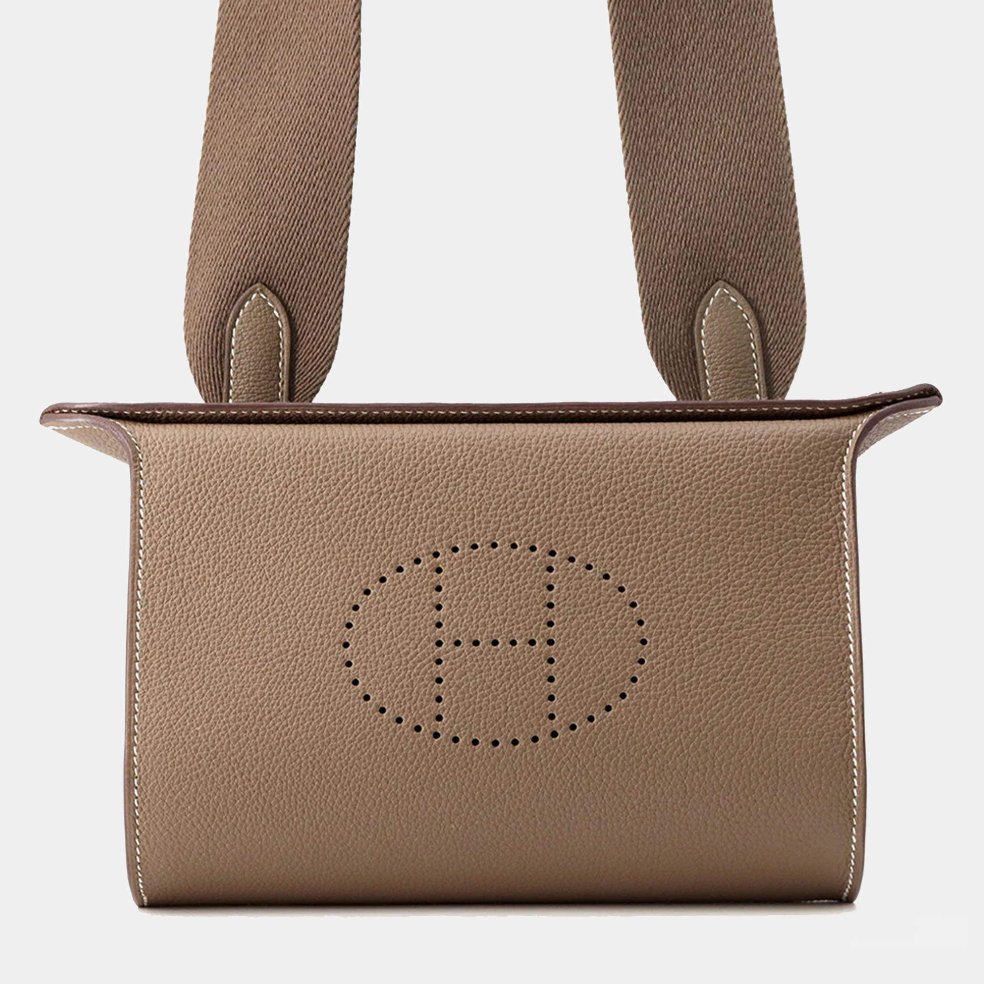 Pre Owned Hermes Videpoches Shoulder Bag Etoupe Togo Leather