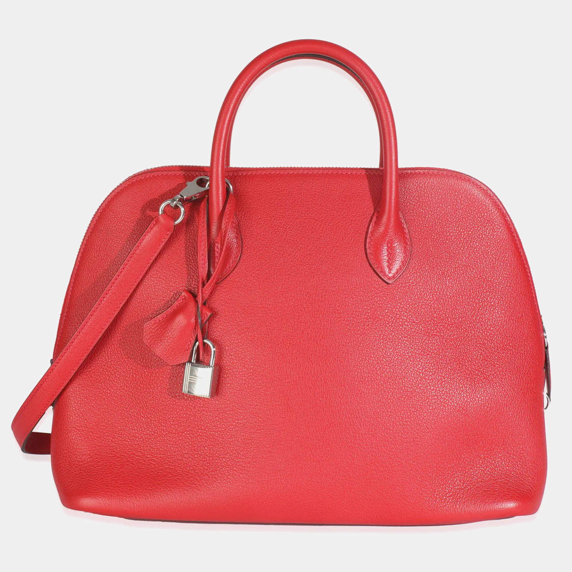Pre Owned HermÃ¨s Rouge Pivoine Evercolor 1923 Bolide 30 PHW
