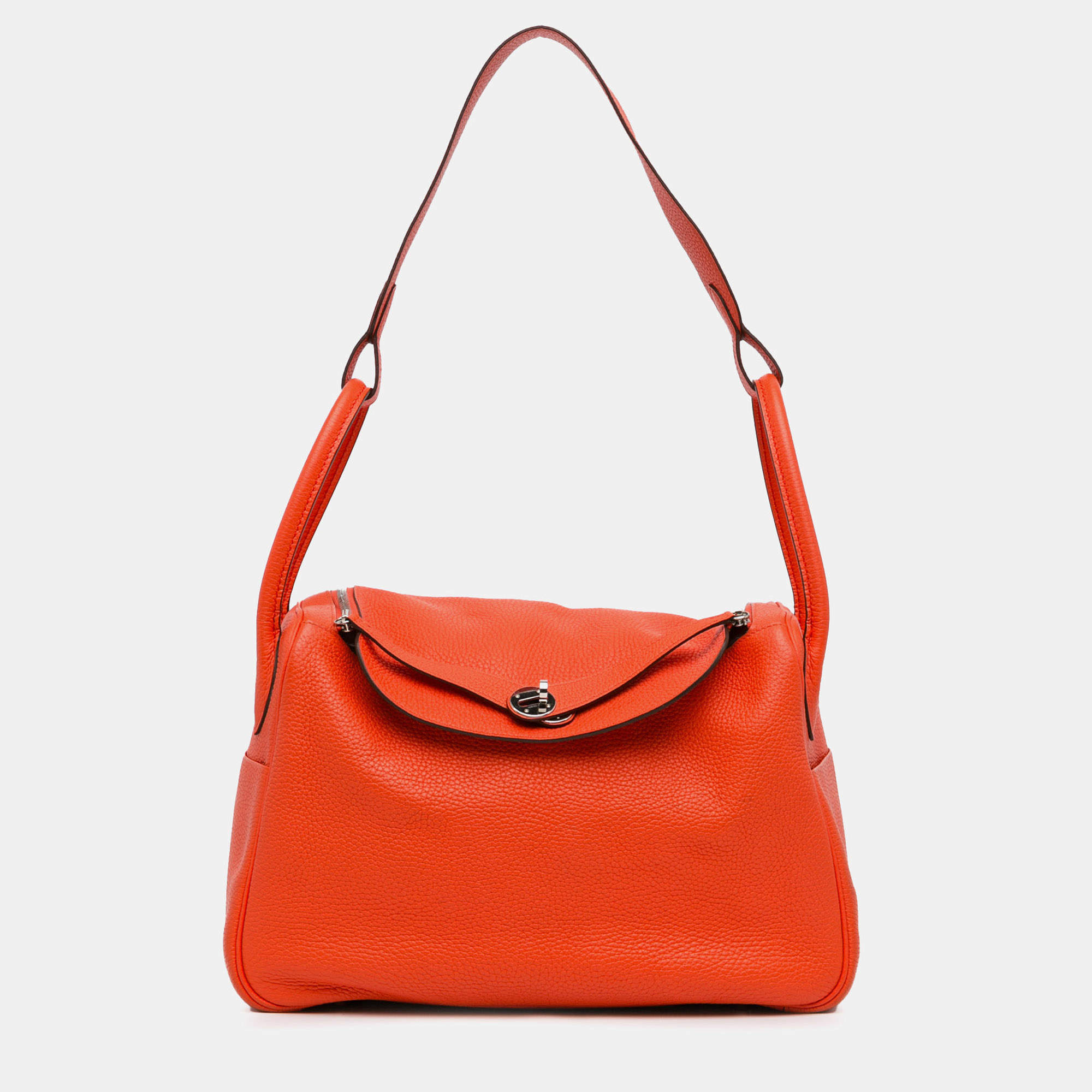 Pre Owned Hermes Orange Clemence Lindy 34
