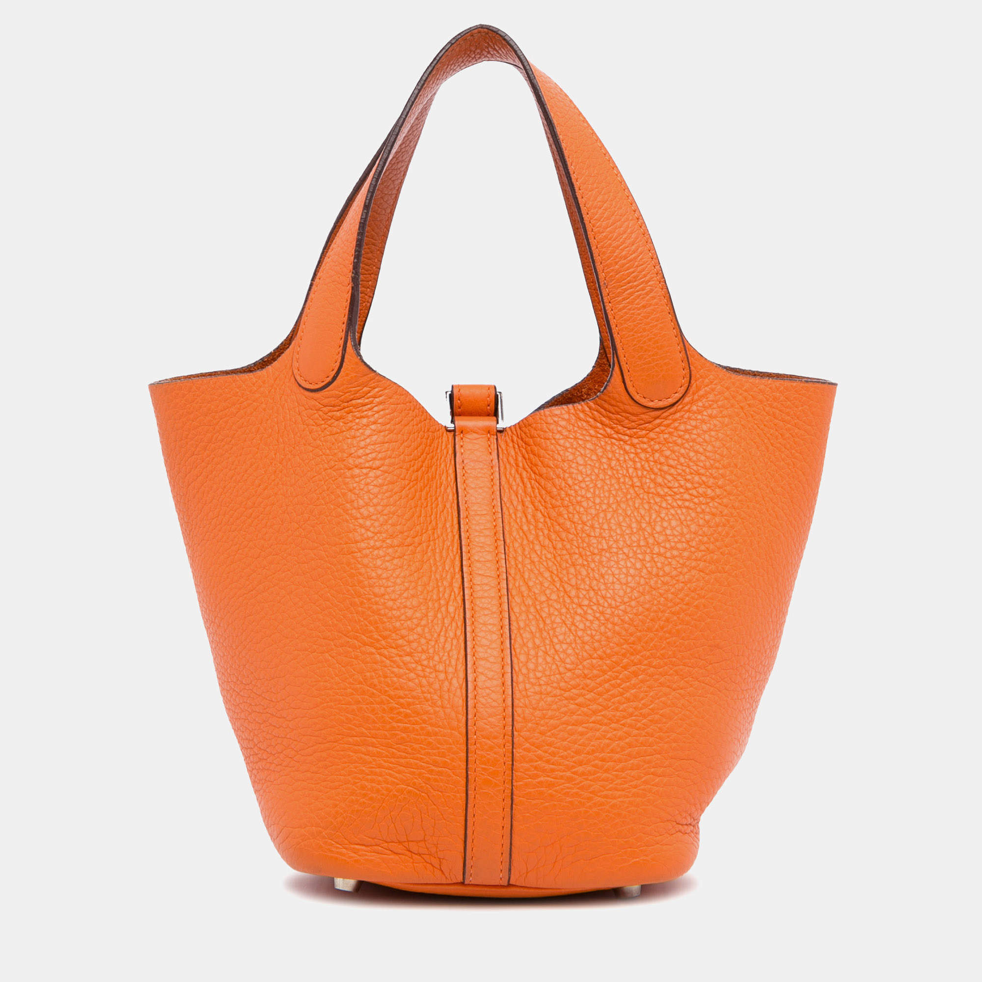 Pre Owned Hermes Orange Clemence Picotin Lock 18