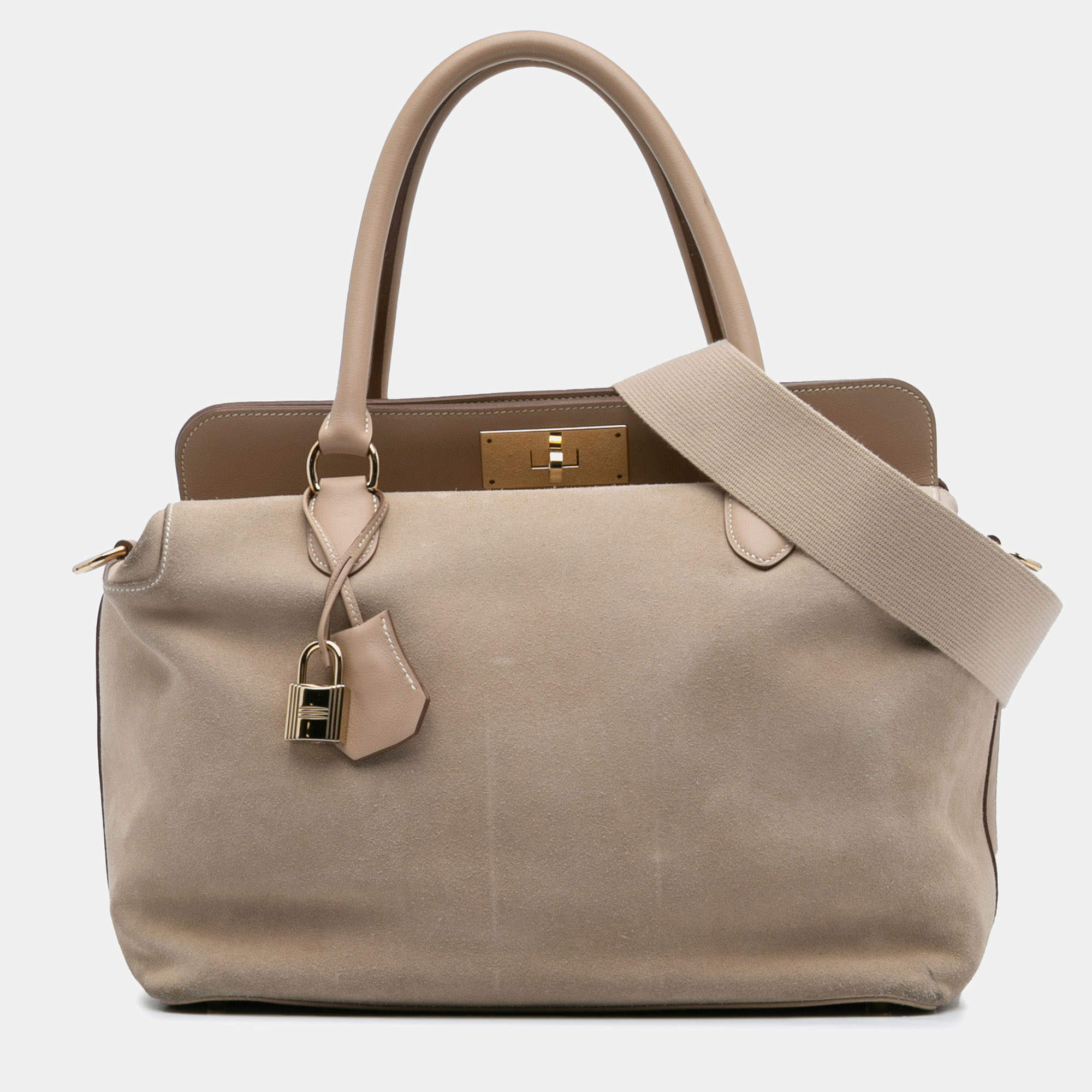 مملوكة مسبقًا حقيبة هيرمس تولبوكس 33 جلد غزال/سويفت بني