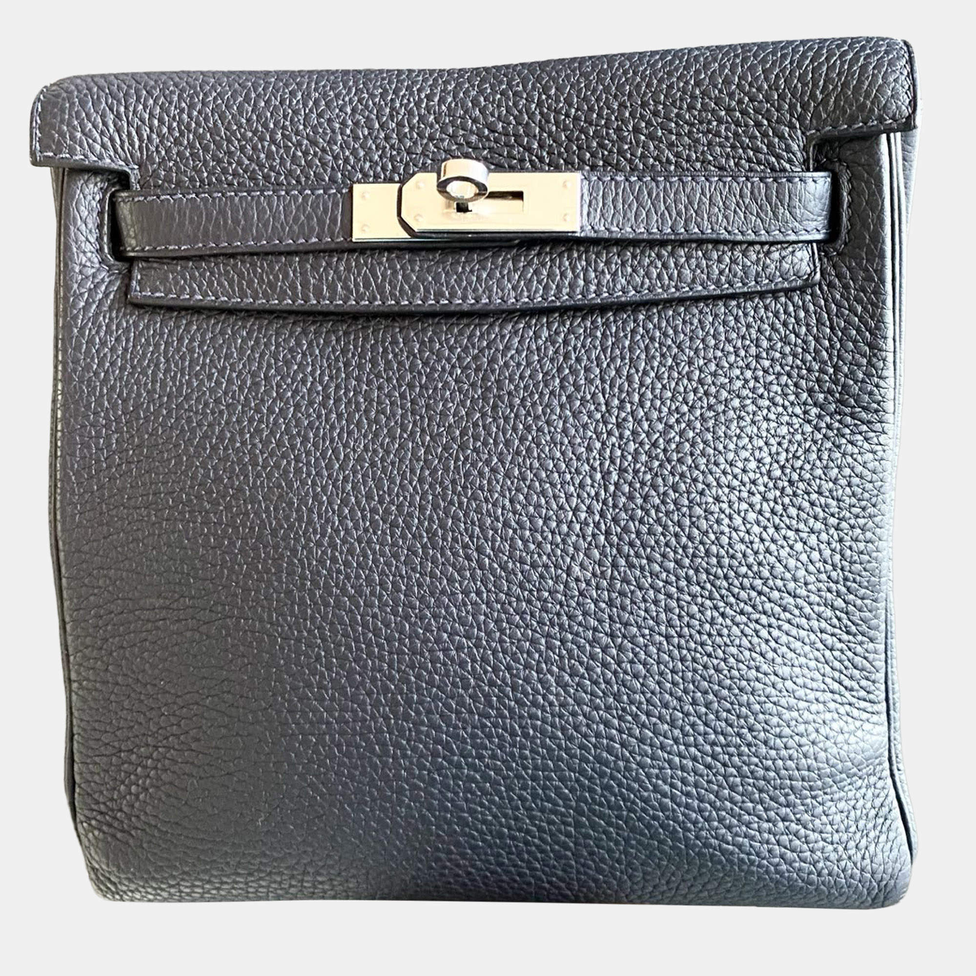 Pre Owned حقيبة ظهر هيرمس كيلي أدو زرقاء عميقة بمعدن بالاديوم