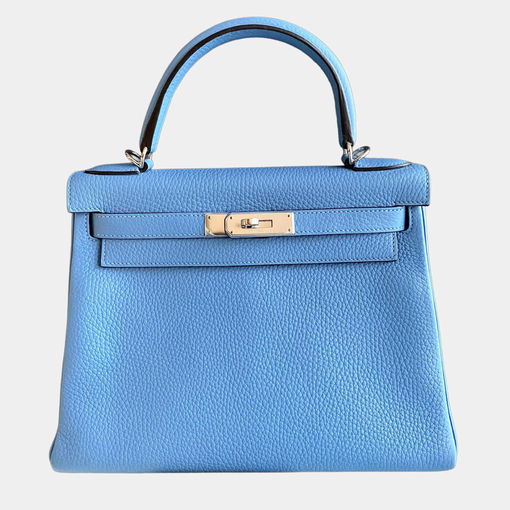 مملوكة مسبقًا Hermes Kelly 28 Bleu Paradis Togo with palladium hardware
