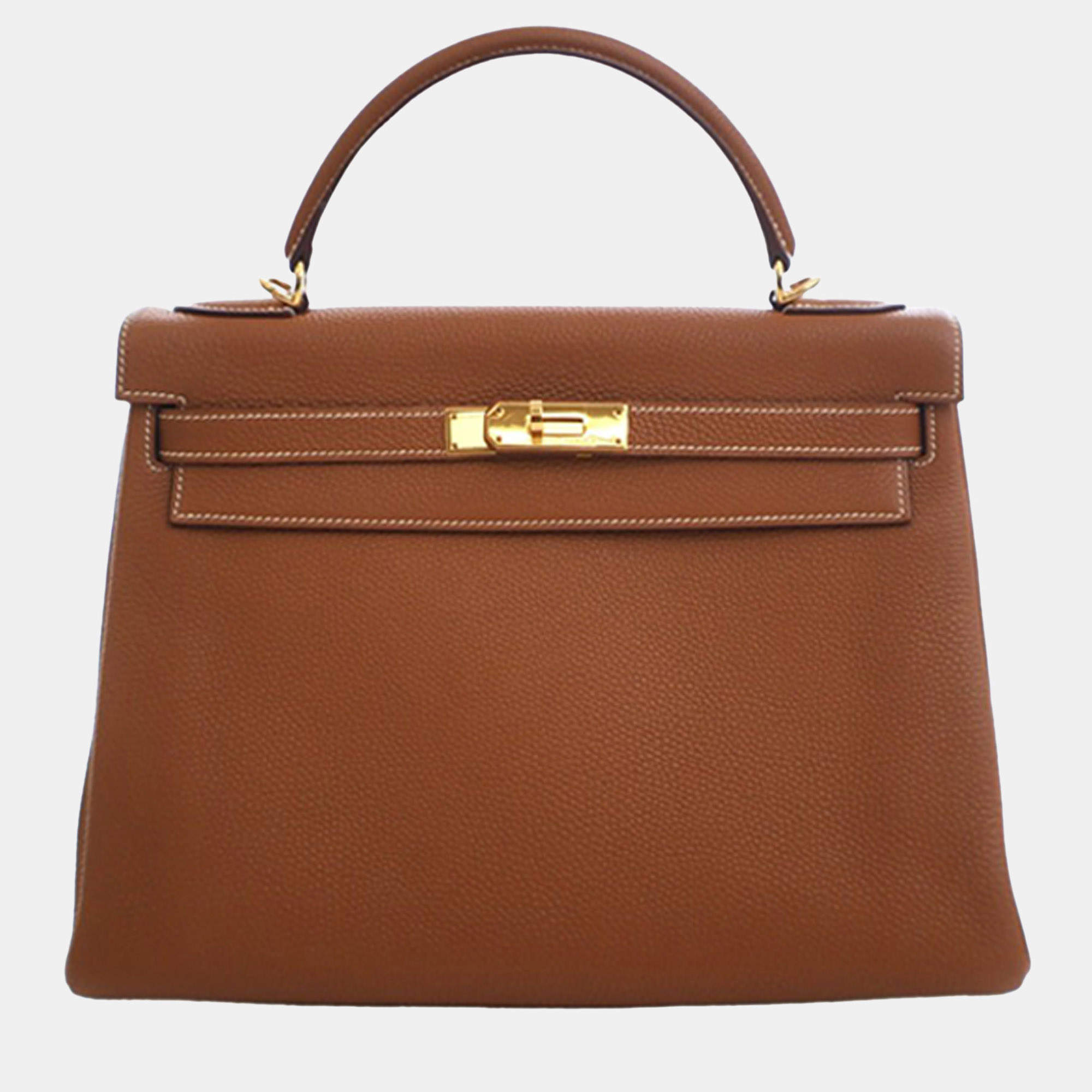 Pre Owned Hermes Brown Togo Kelly II Retourne 32