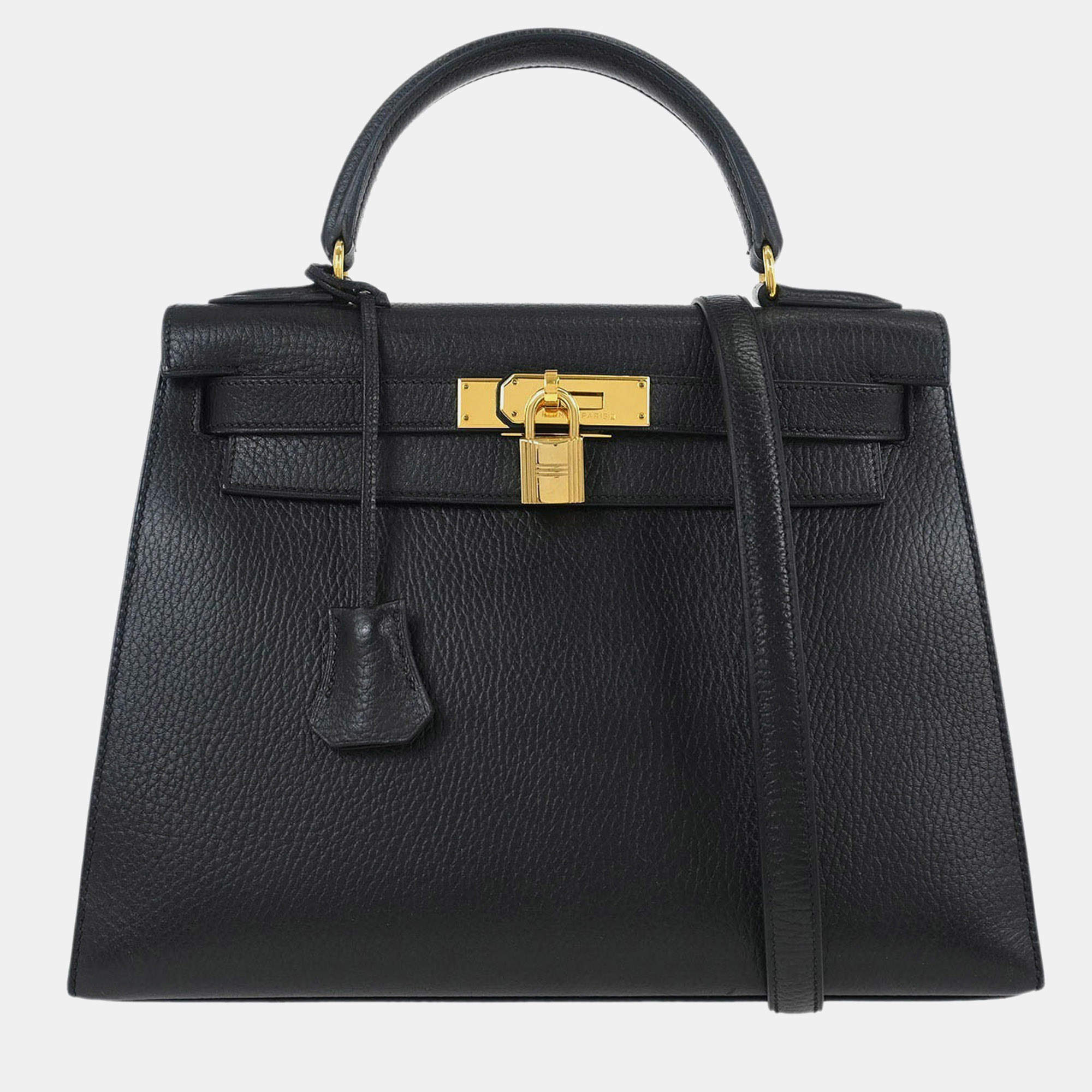 Pre Owned Hermes Black Ardennes Kelly 28 Sellier 2way Handbag