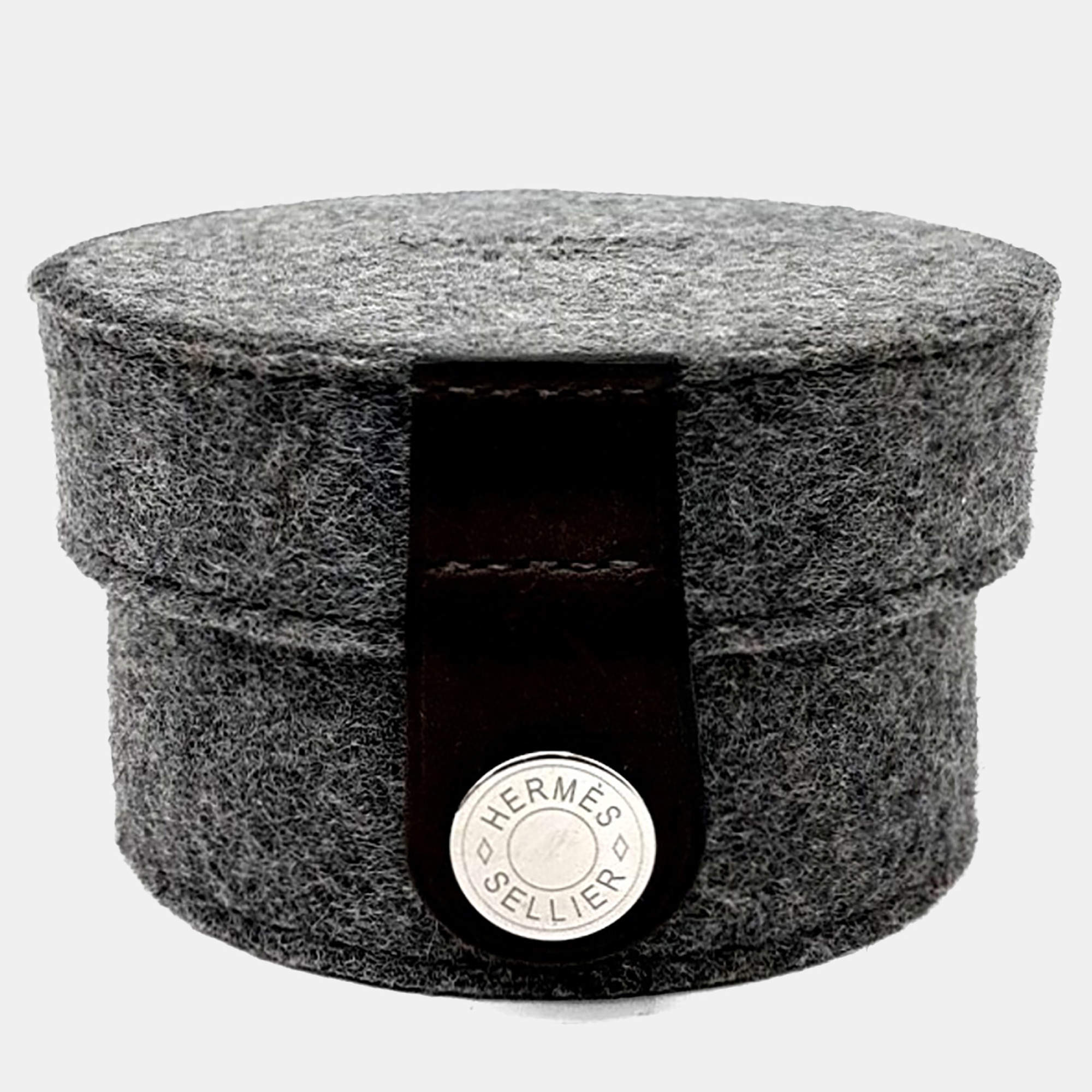 مملوكة مسبقًا Hermes Black Wool Sugar Box Pouch