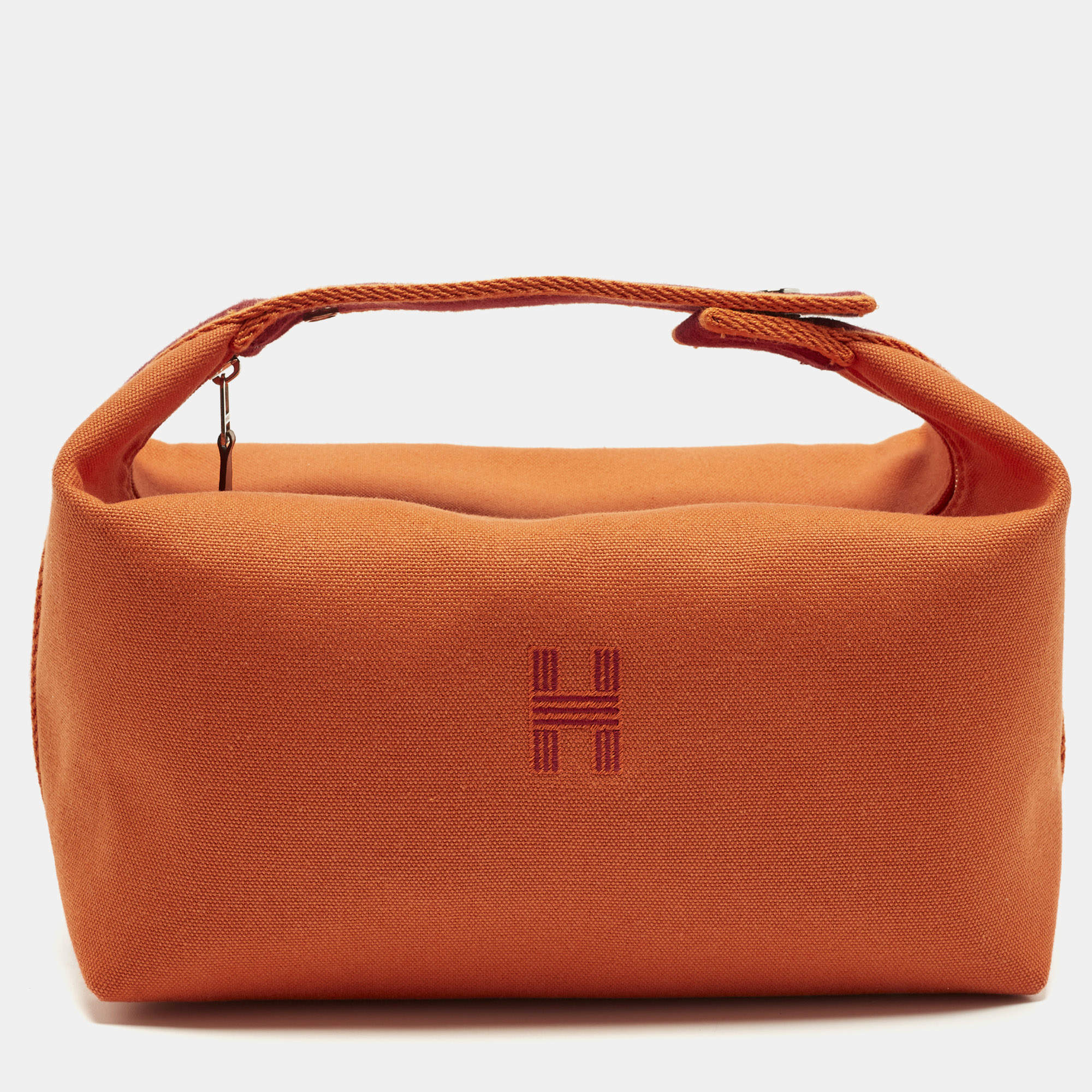 Pre Owned Hermès Bride-a-Brac Large Orange Feu Canvas Pouch