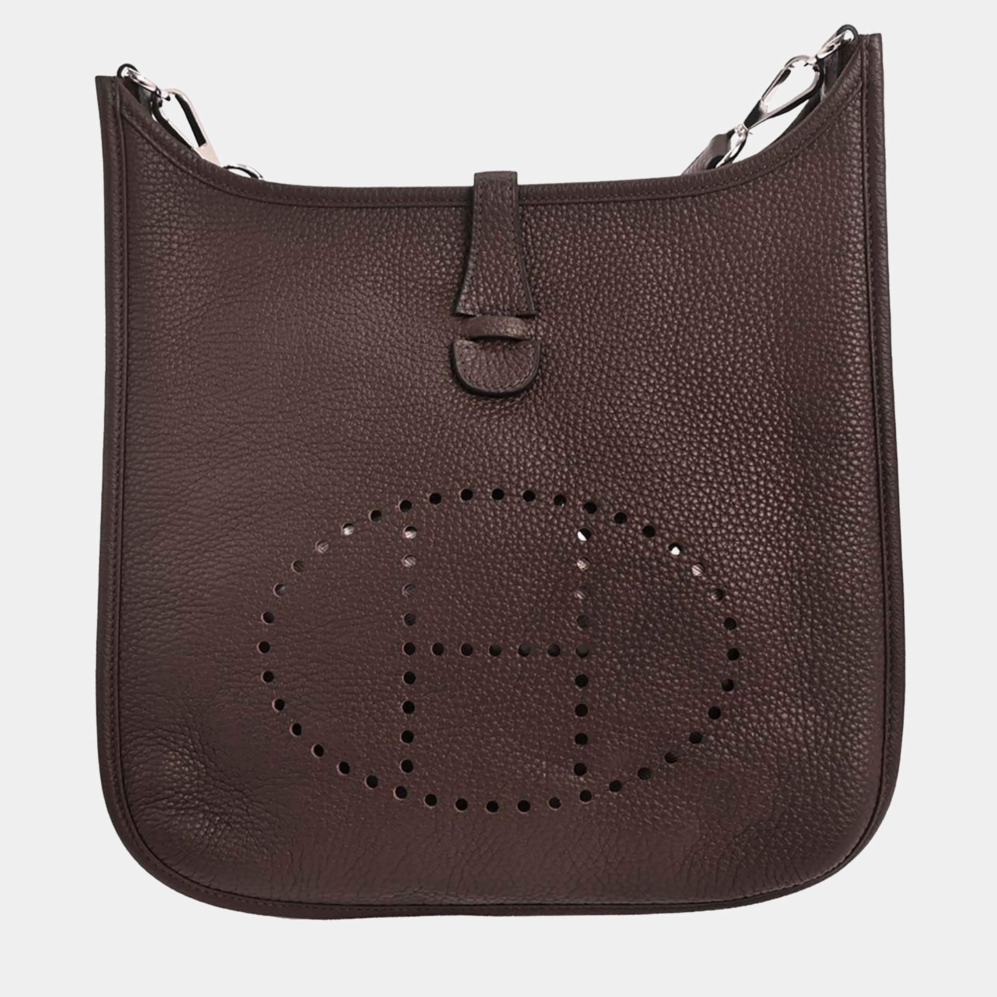 مملوكة مسبقًا Hermes Chocolat Togo Evelyne 3 29 PM Shoulder Bag