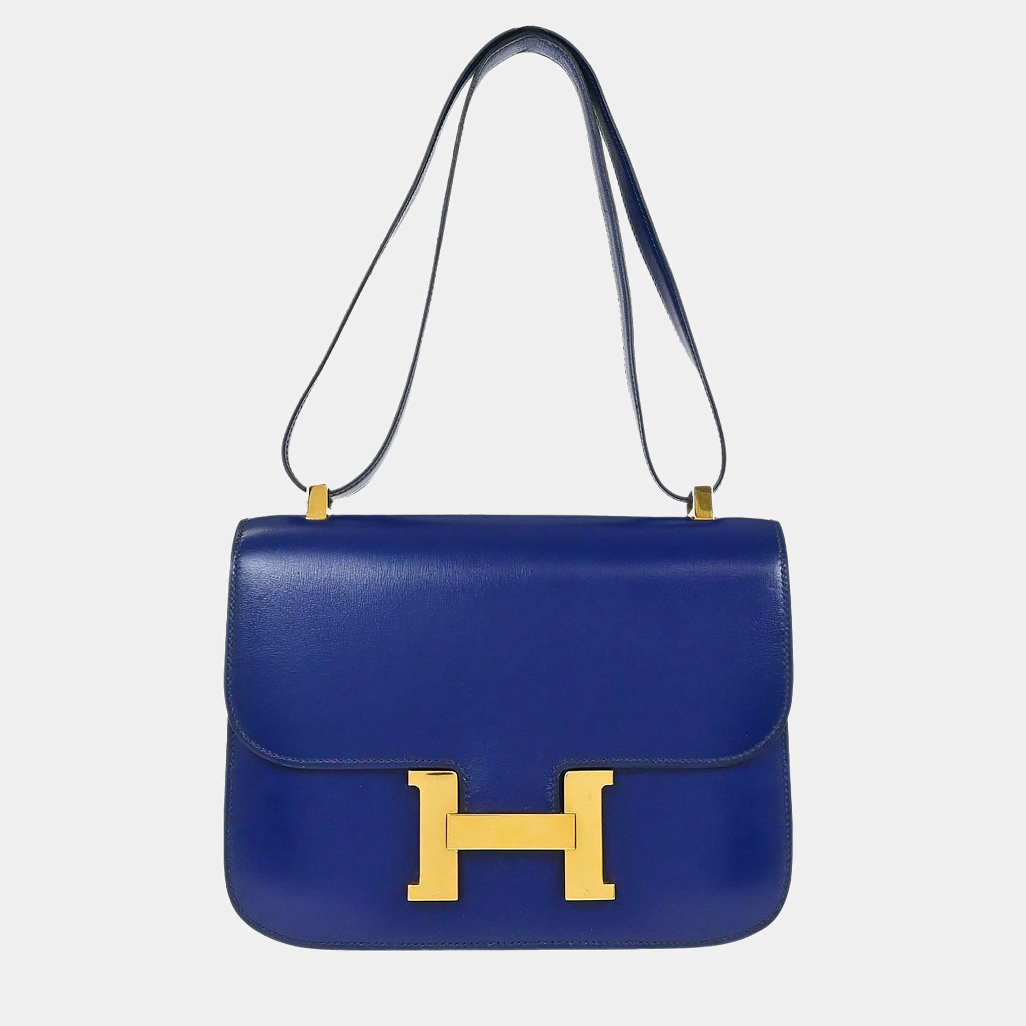 مملوكة مسبقًا Hermes Blue Saphir Box Calf Constance 23 Shoulder Bag