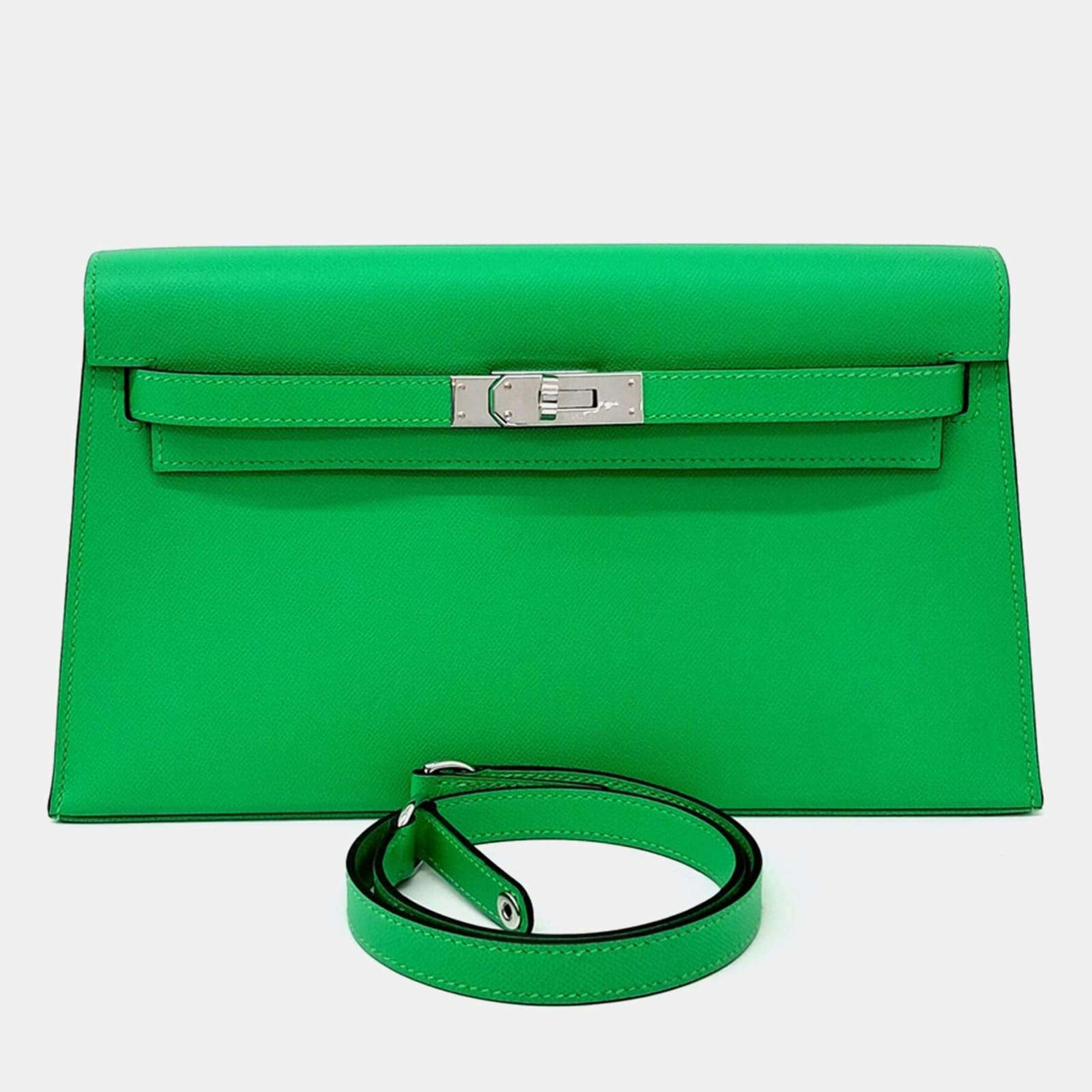 Pre Owned Hermes Leather Vert Cosmics Kelly Elan (B)