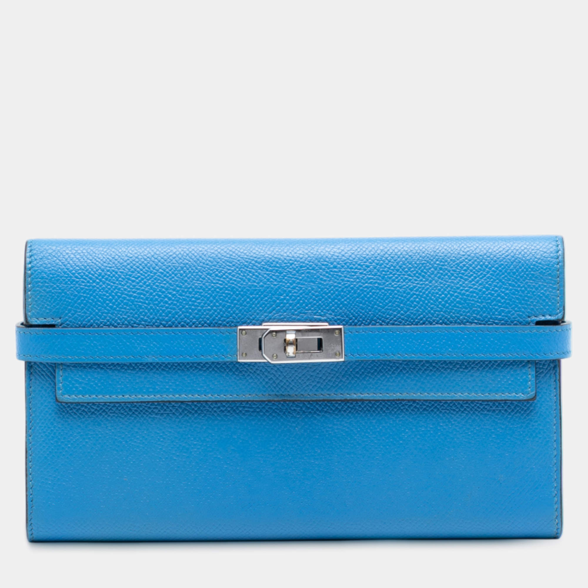 مملوكة مسبقًا Hermes Blue Epsom Kelly Longue Wallet