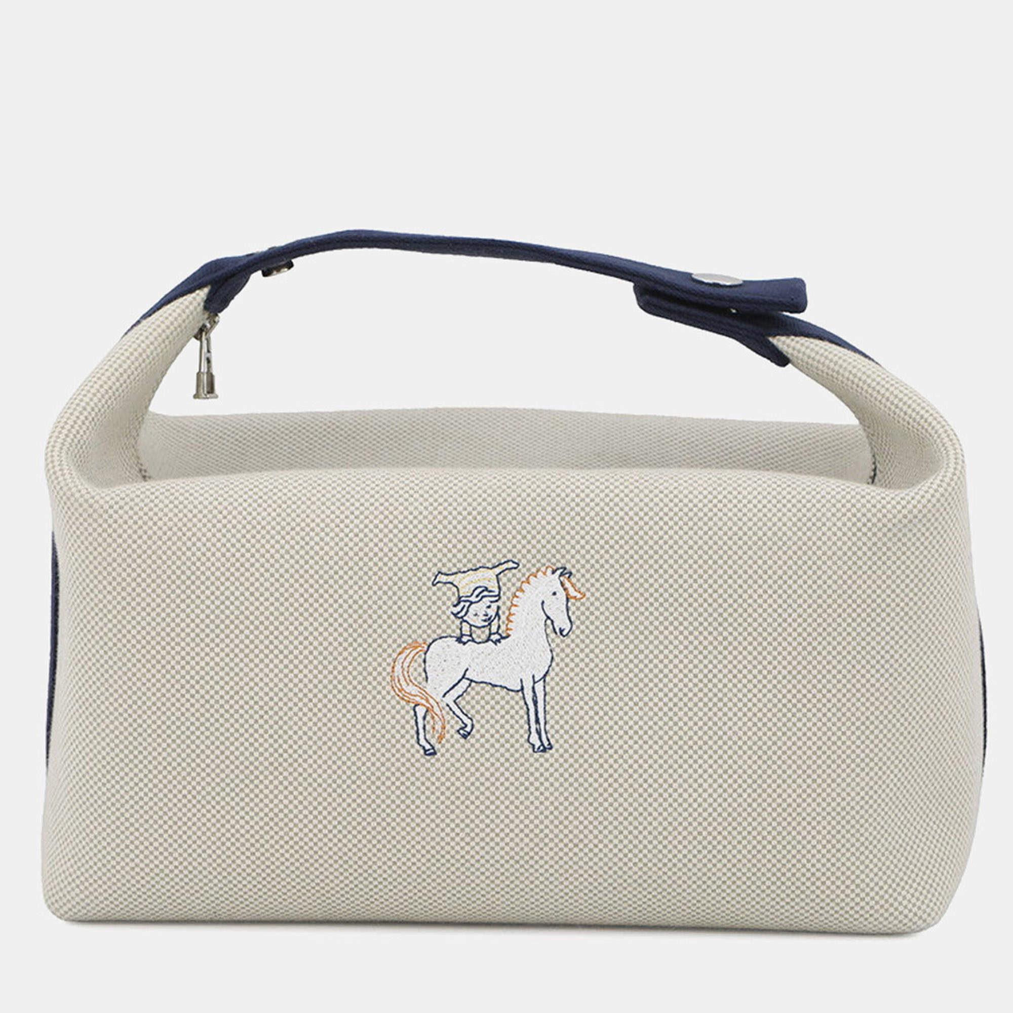 Pre Owned Hermes Bride A Brac Cabrio Grease Pail Canvas Size Gm