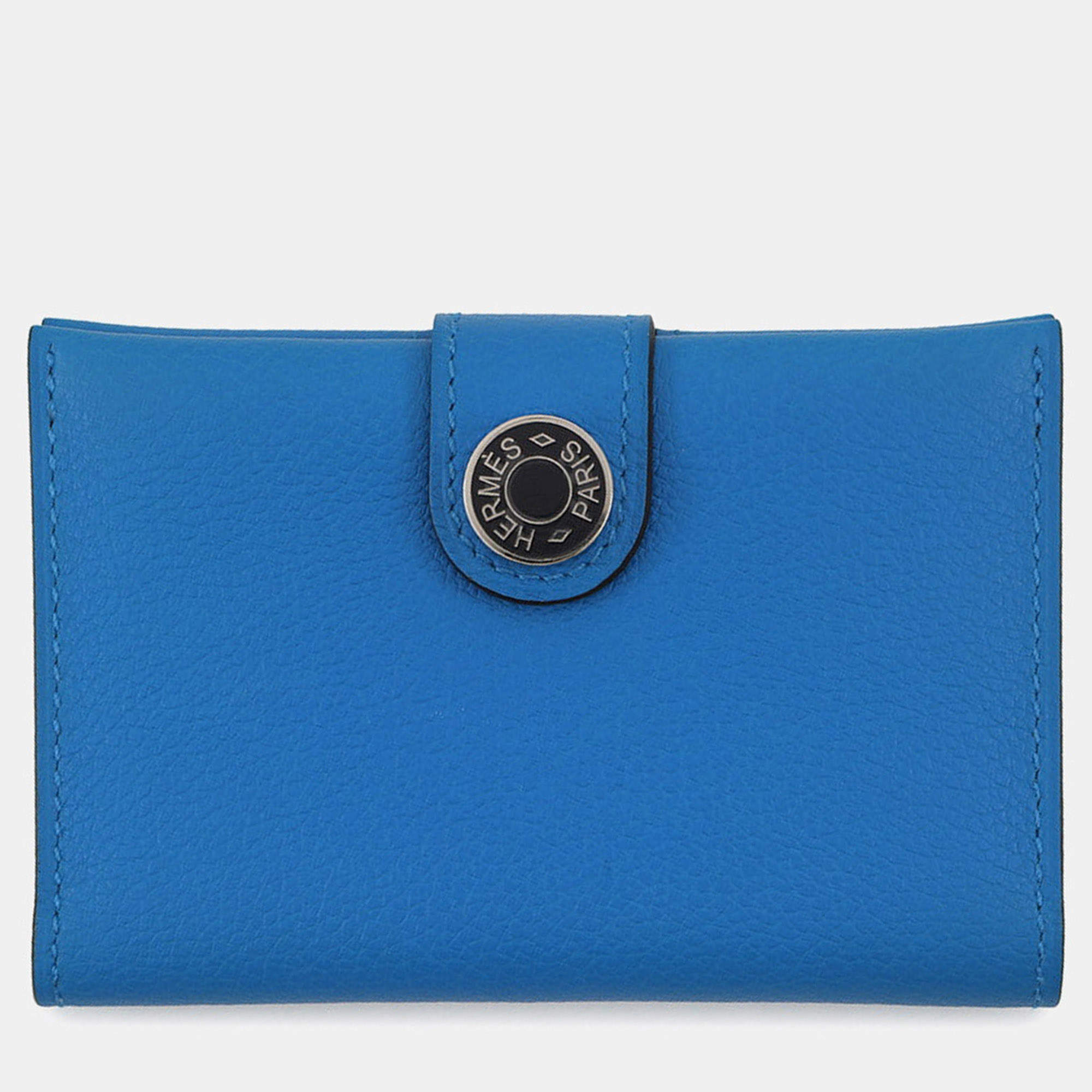 Pre Owned Hermes Rms Card Case Blue Royal/Black Evercolor