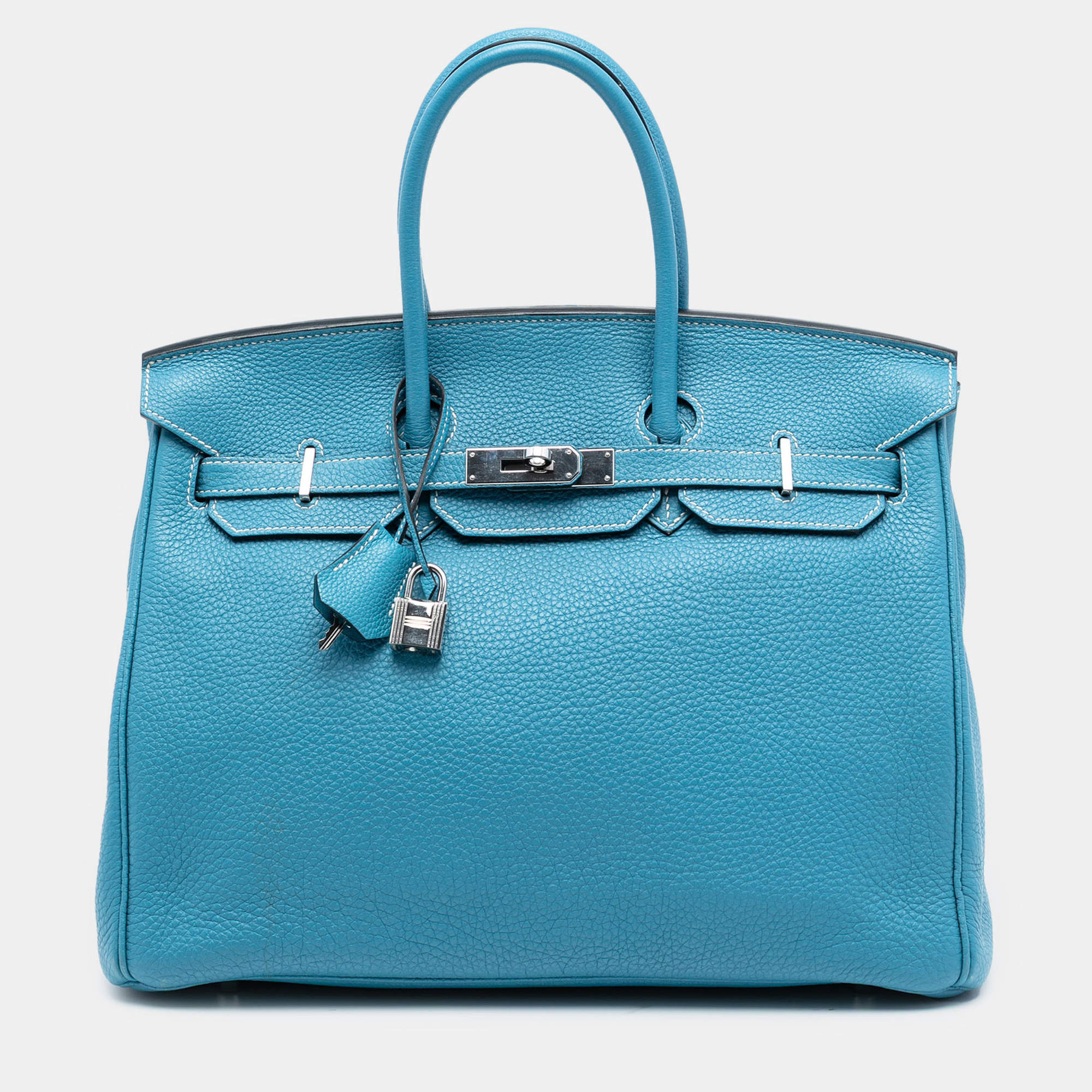 Pre Owned Hermes Blue Togo Birkin Retourne 35