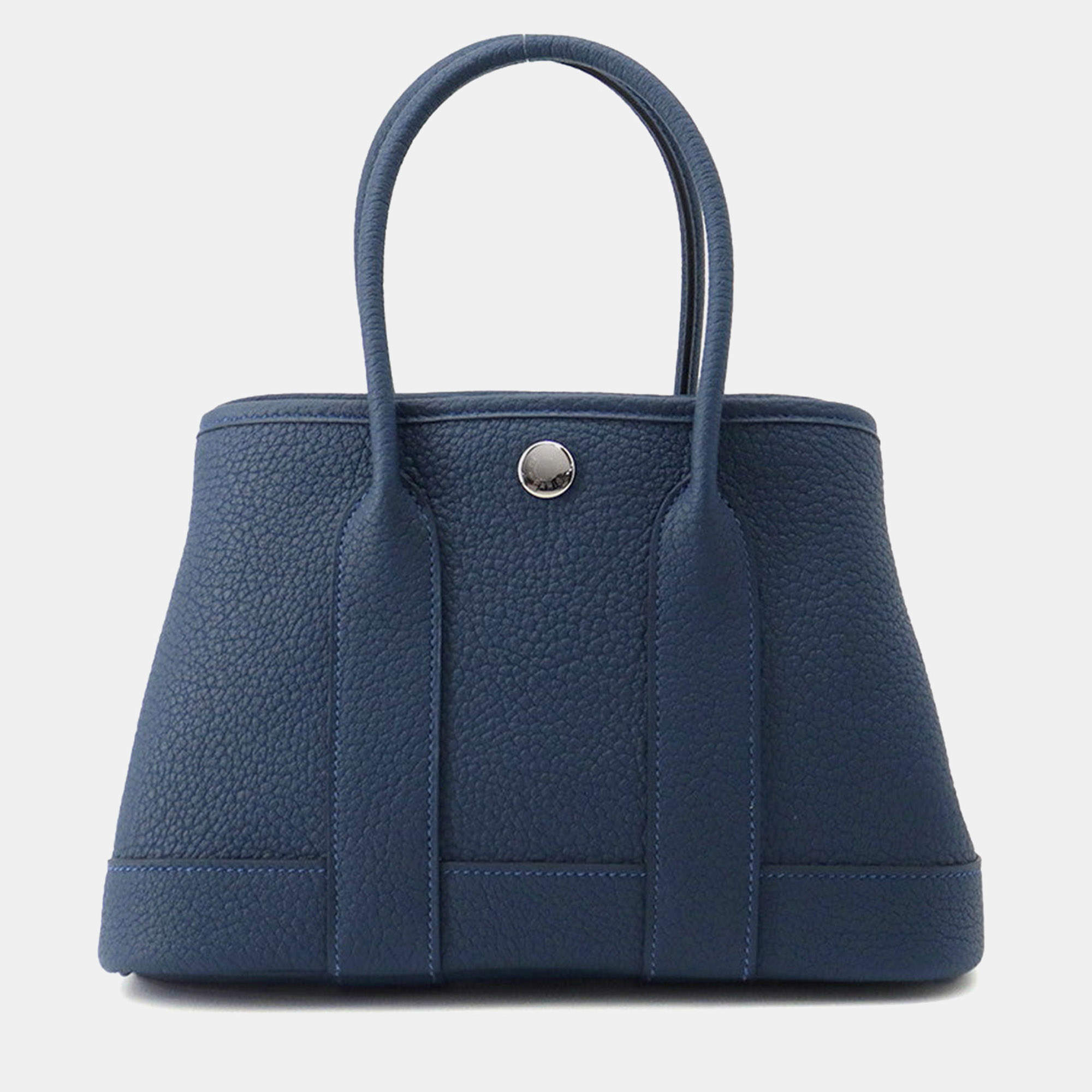Pre Owned Hermes Neo Garden Blue De Prusse Negonda Leather Size 23