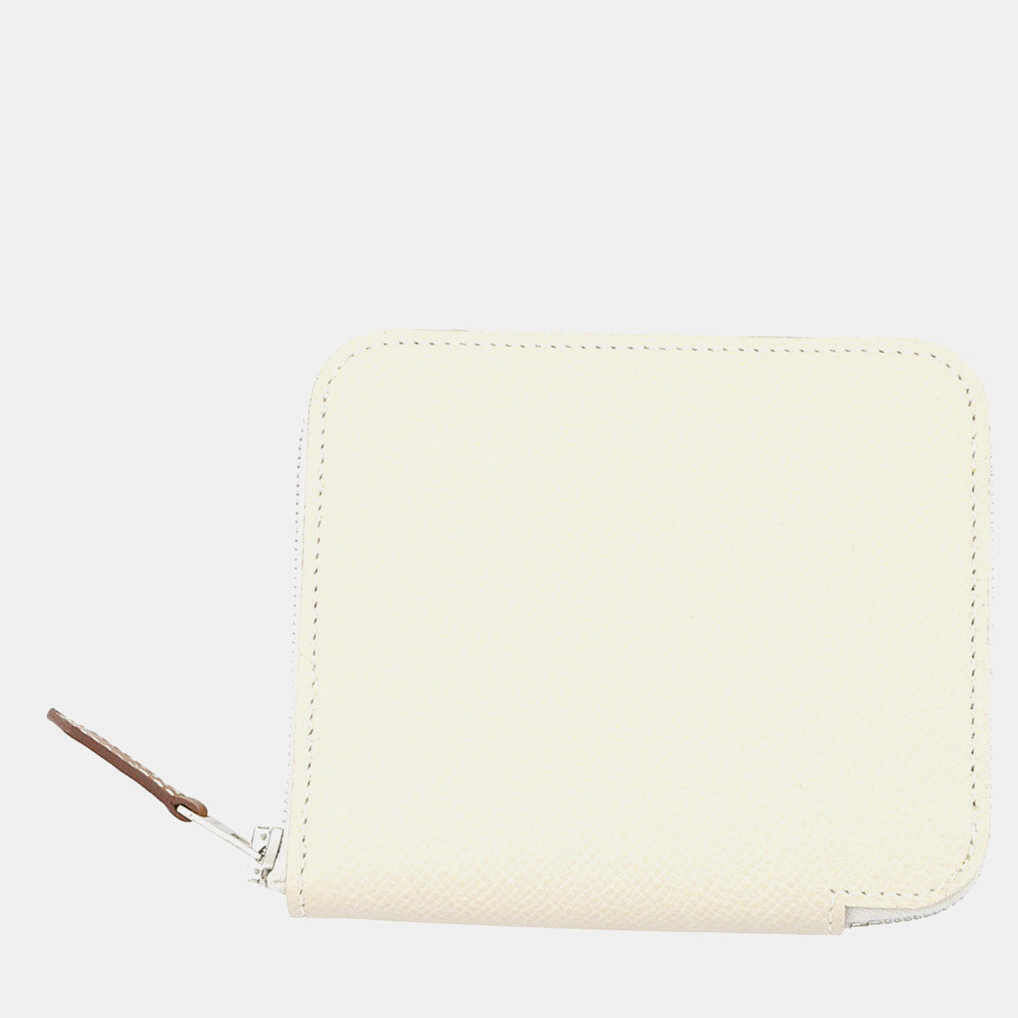 Pre Owned Hermes Azap Compact Silk In Nata Epsom