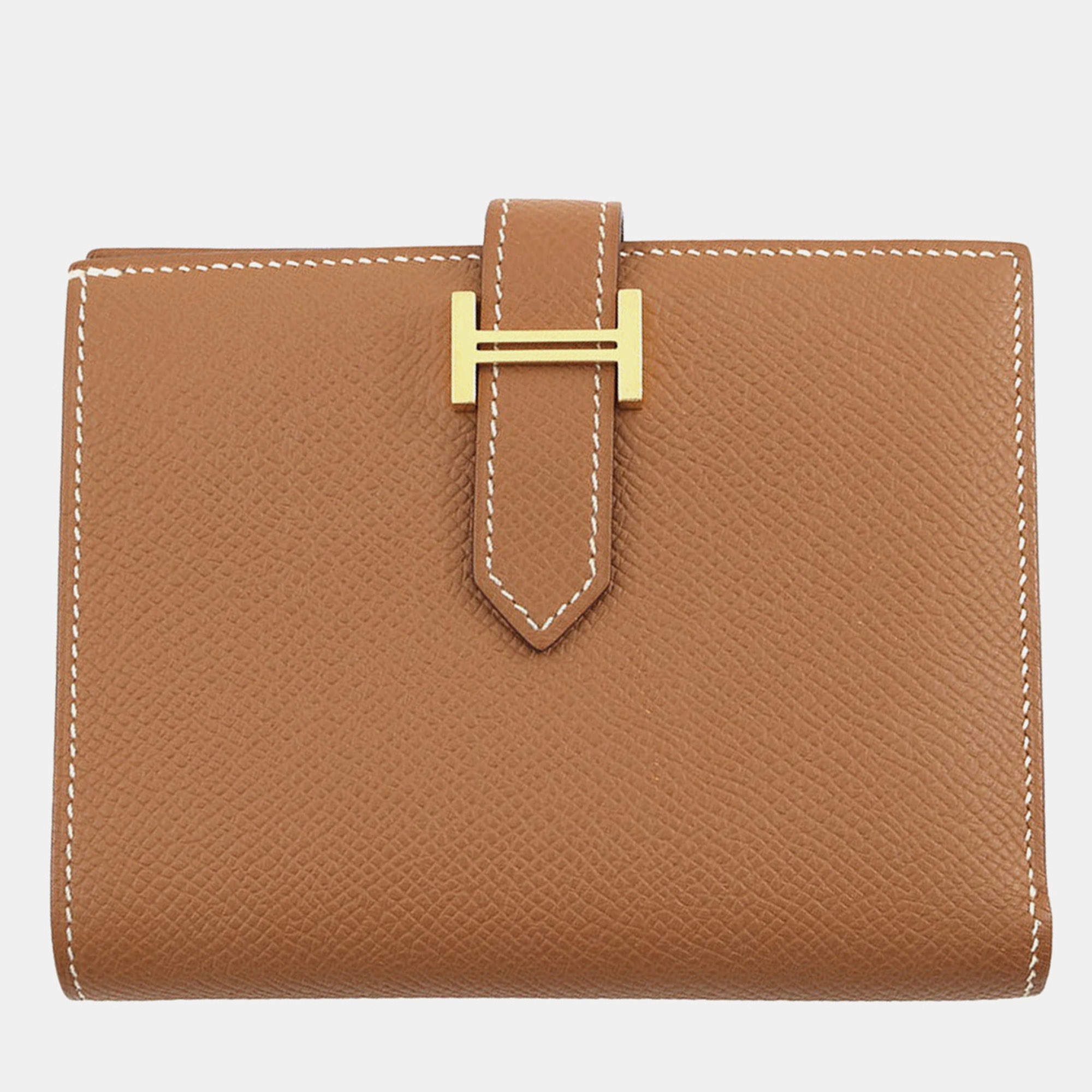 Pre Owned Hermes Bean Compact Gold Epsom