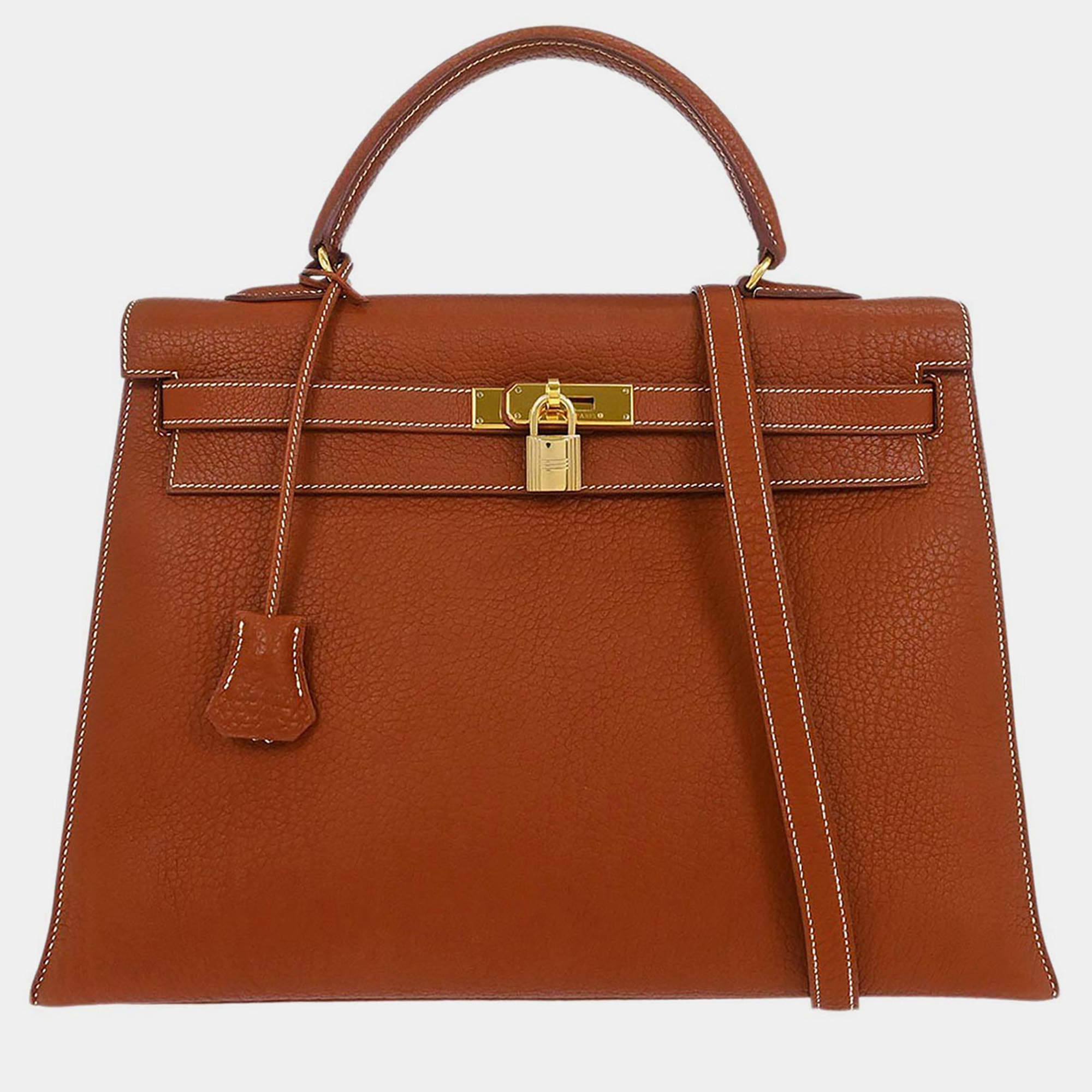 مملوكة مسبقًا Hermes Brique Togo Kelly 35 Sellier 2way Handbag