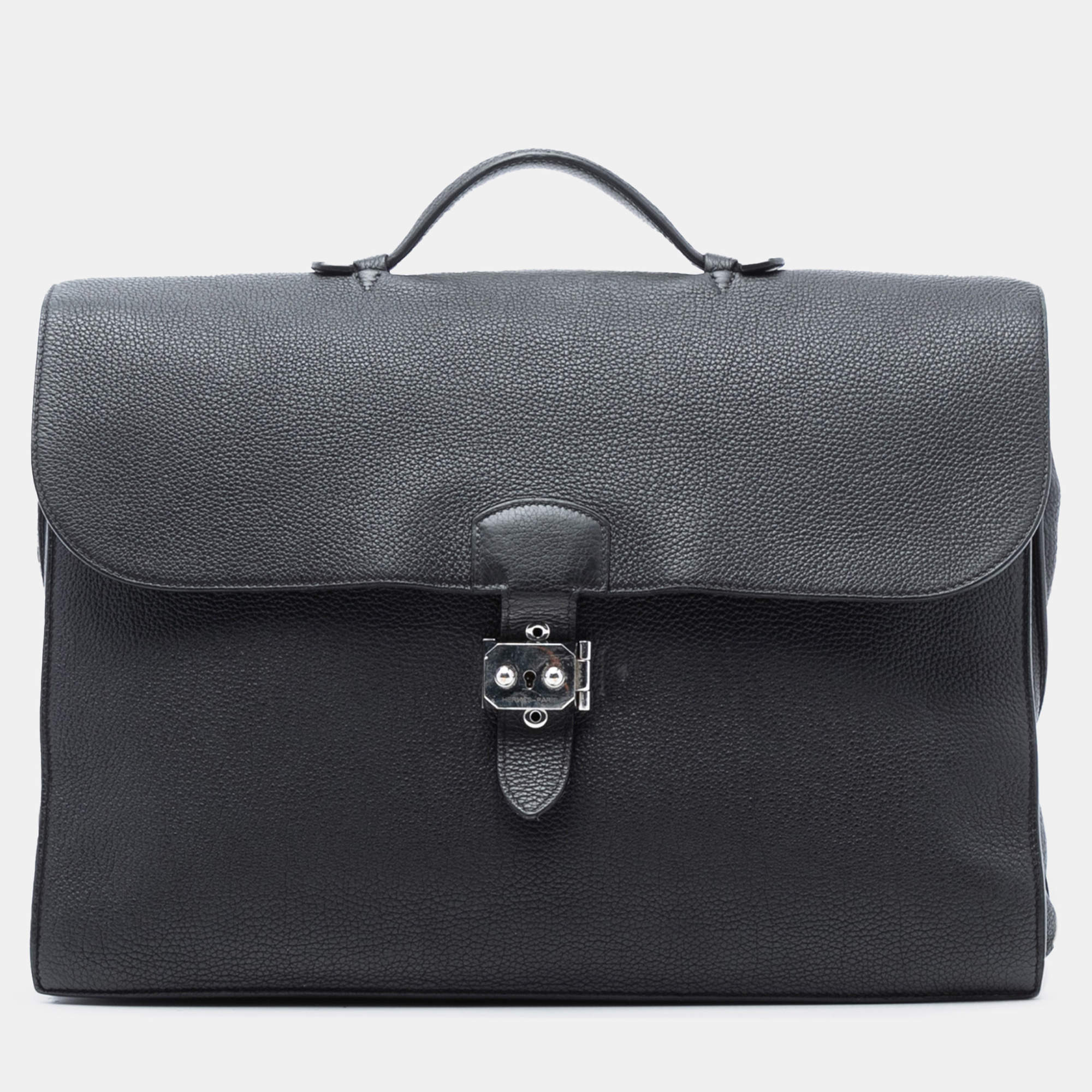 Pre Owned Hermes Black Togo Sac A Depeches 38