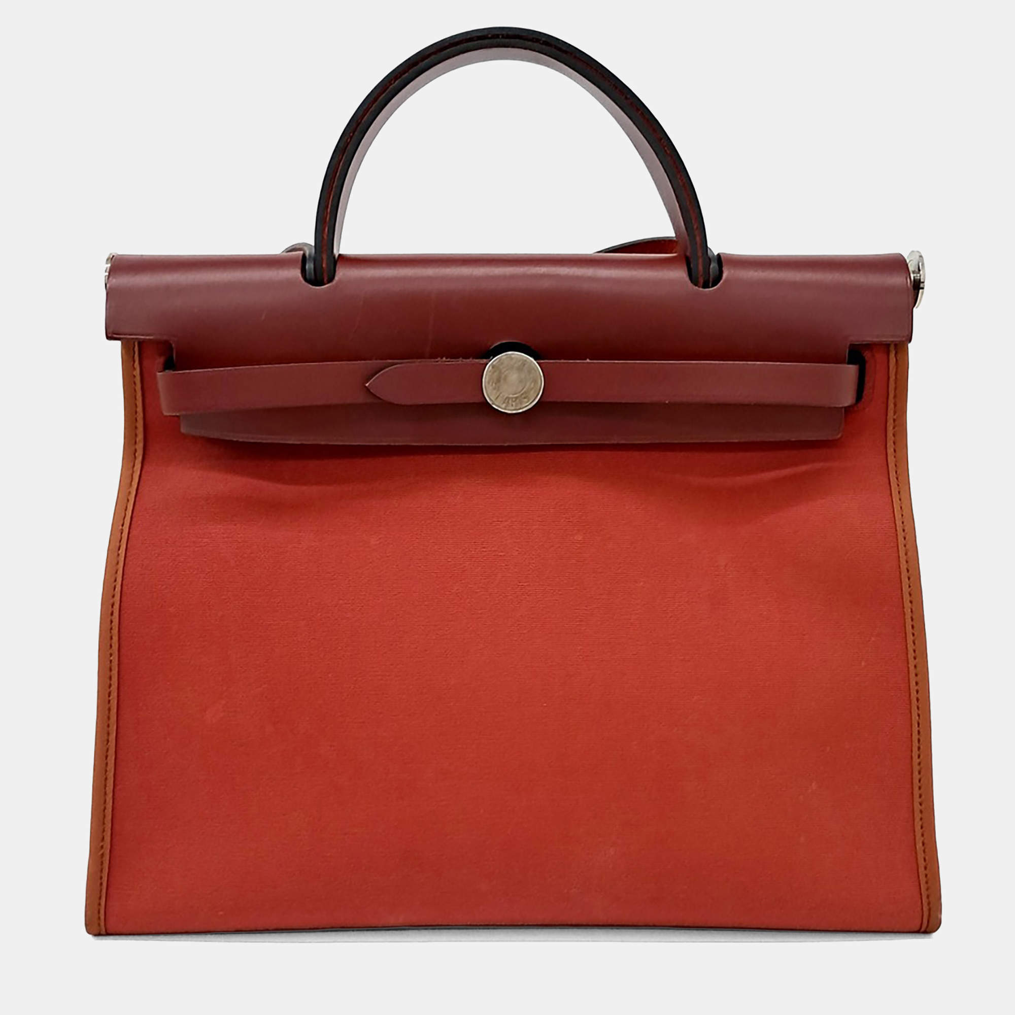 مملوكة مسبقًا Hermes Red Canvas and Leather NEW ZIP Herbag Small
