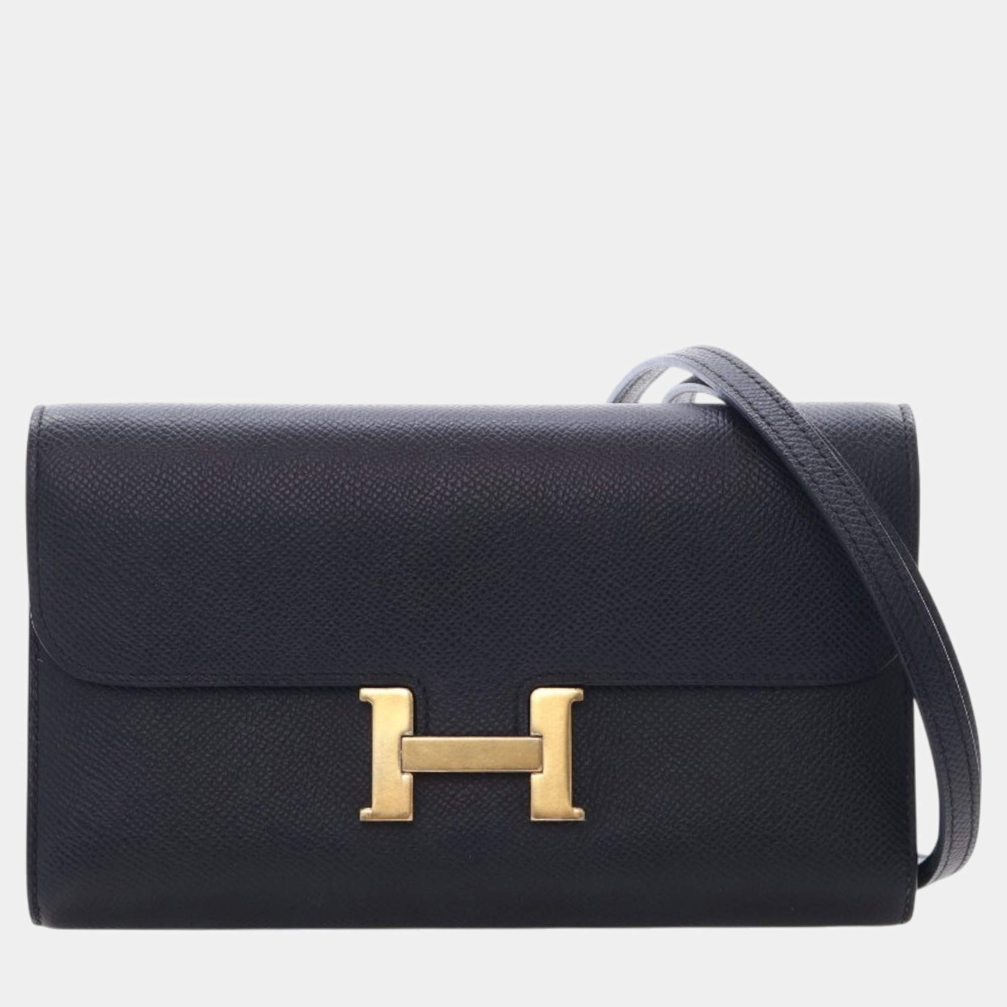 Pre Owned Hermes Black Epsom Constance Long To Go Wallet